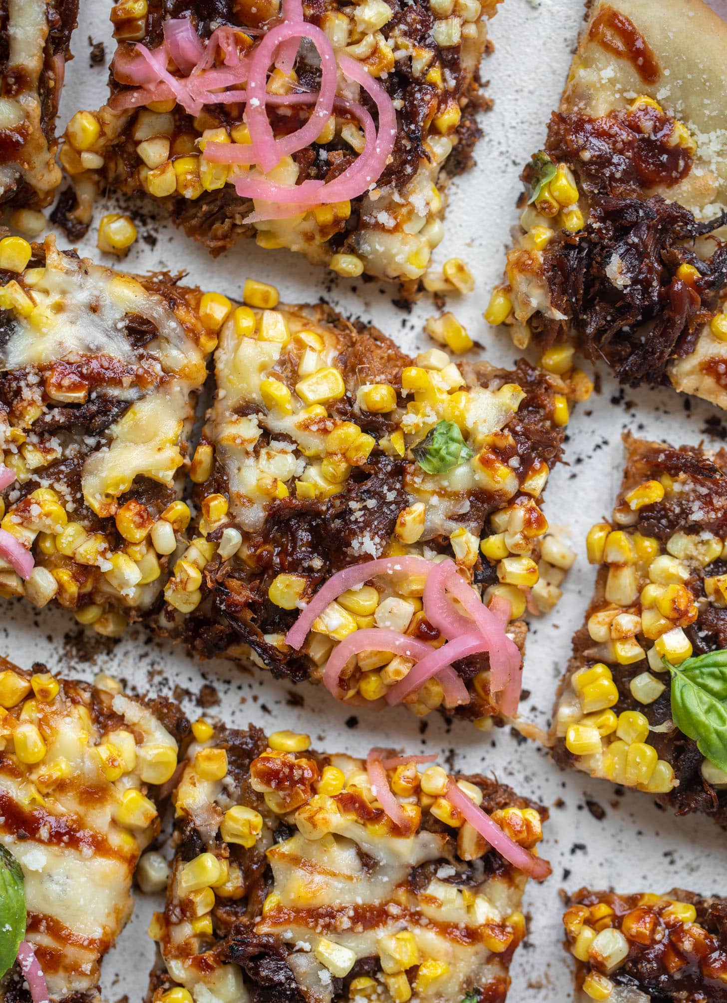 BBQ pulled pork & sweet corn pizza