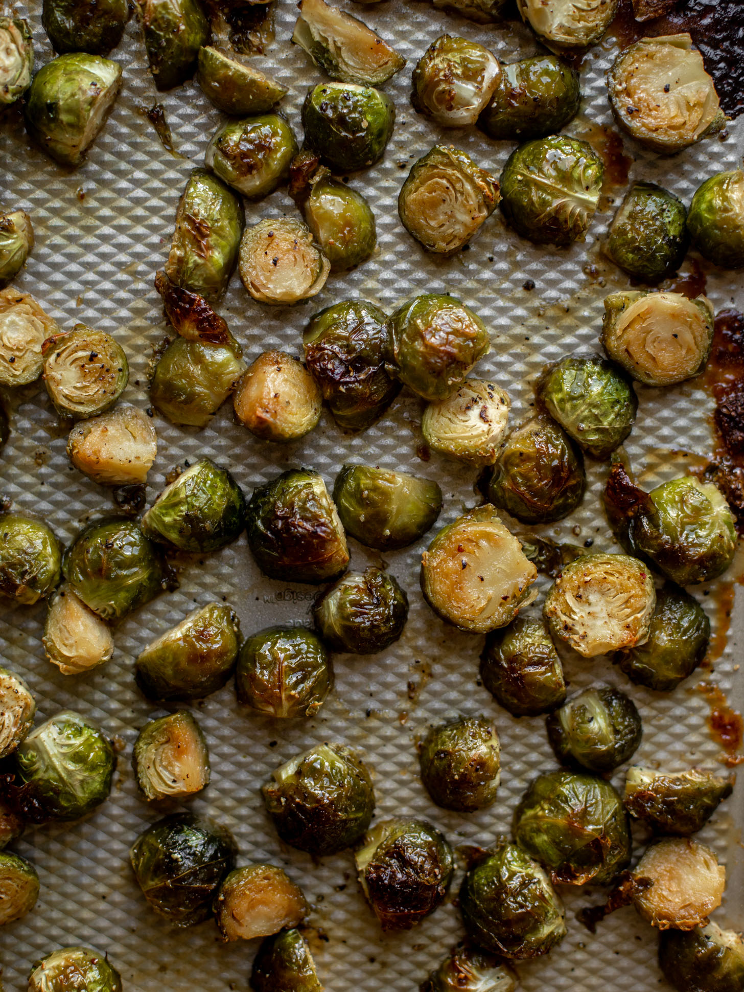 roasted brussels on a pan