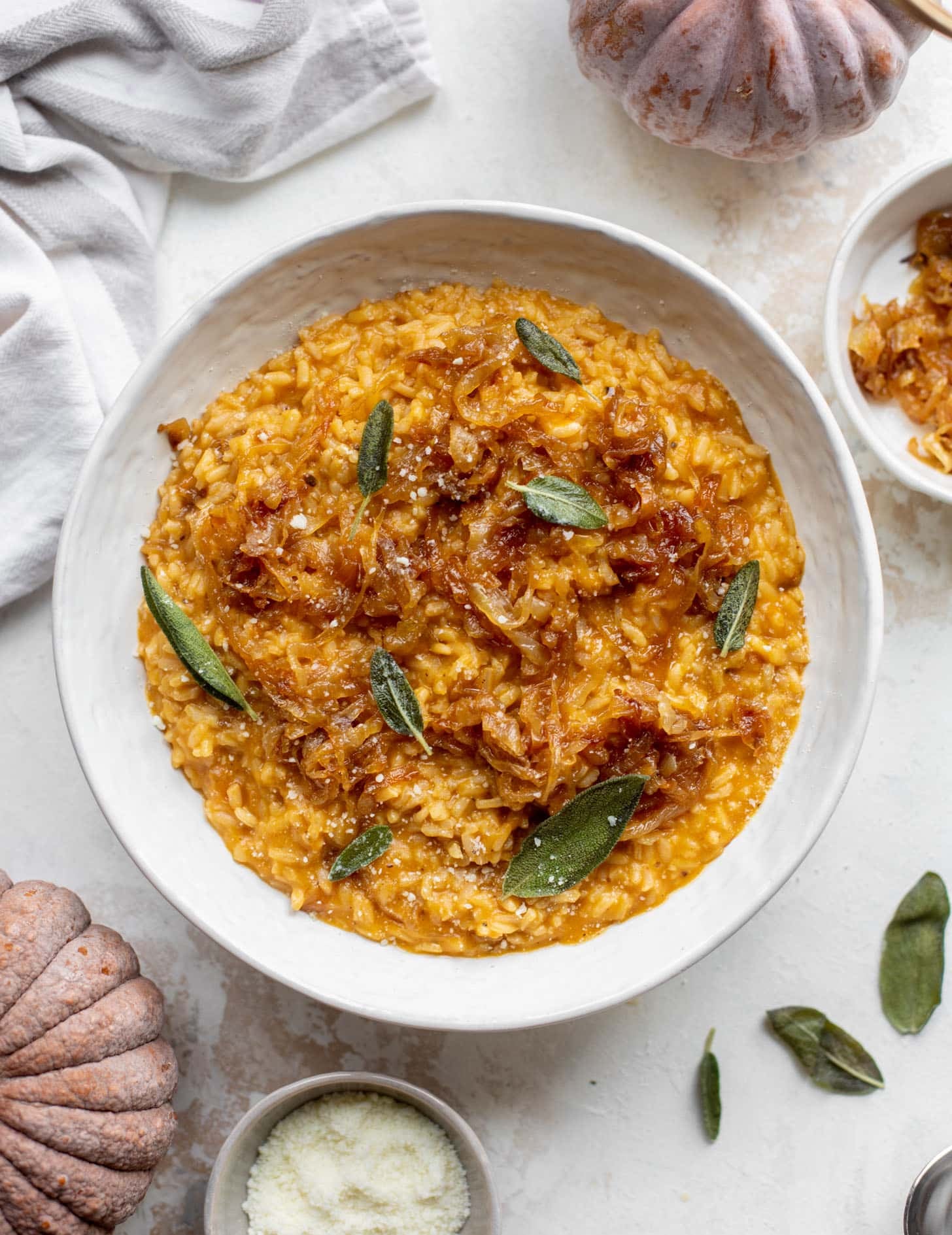 pumpkin risotto with cider caramelized onions