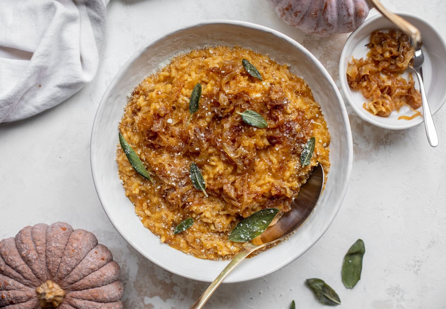 pumpkin risotto with cider caramelized onions