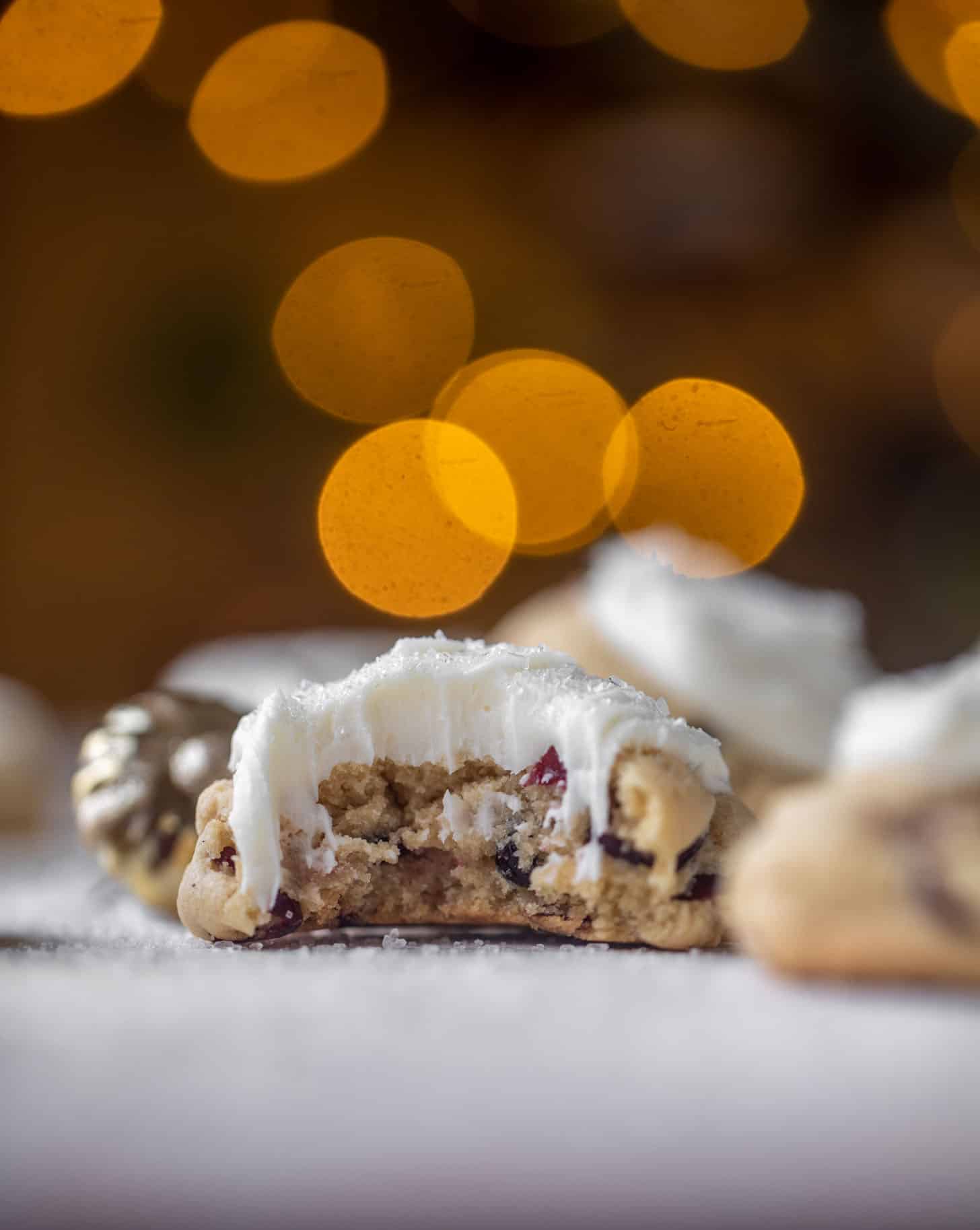 cranberry drop cookies with cream cheese frosting