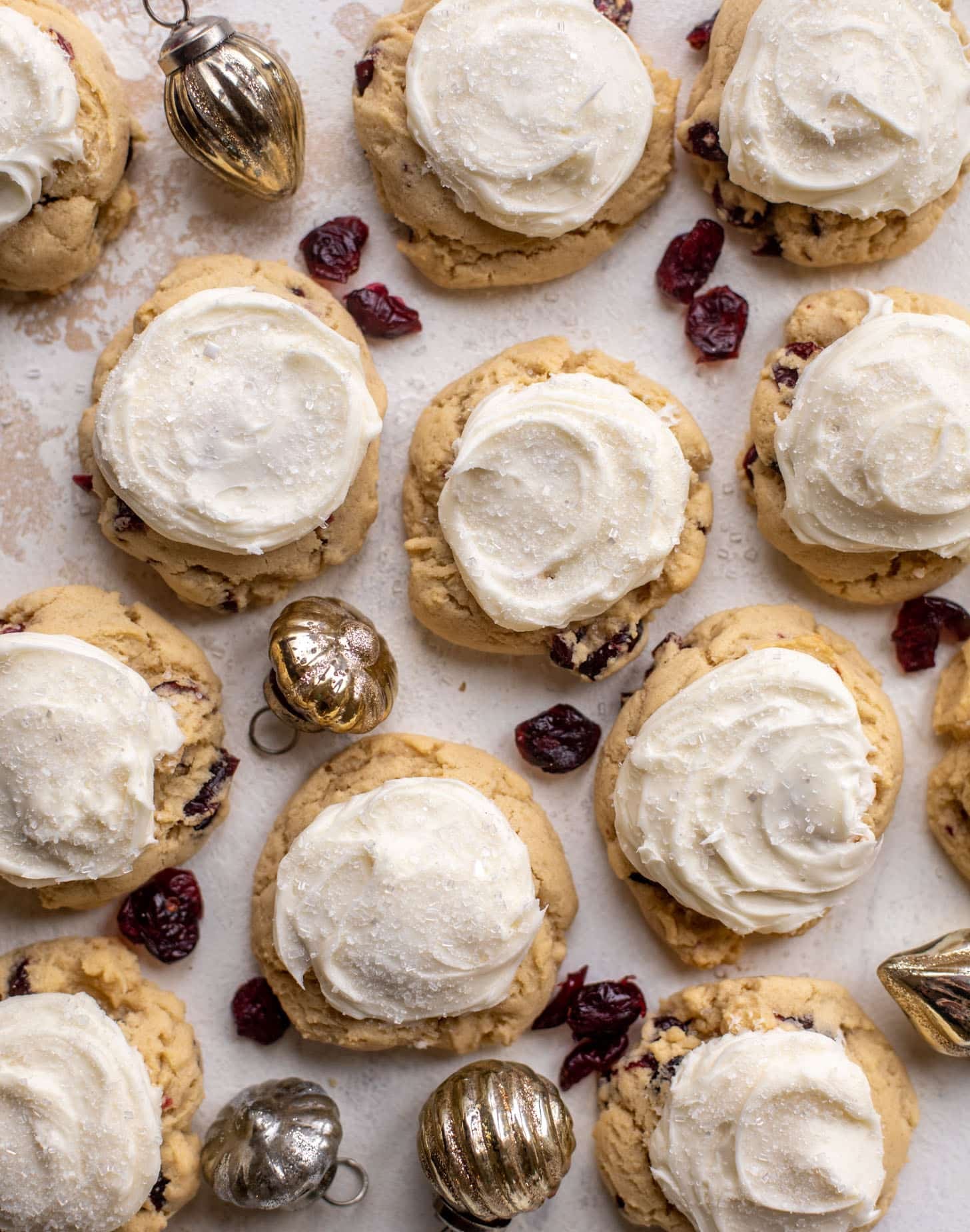 cranberry drop cookies with cream cheese frosting