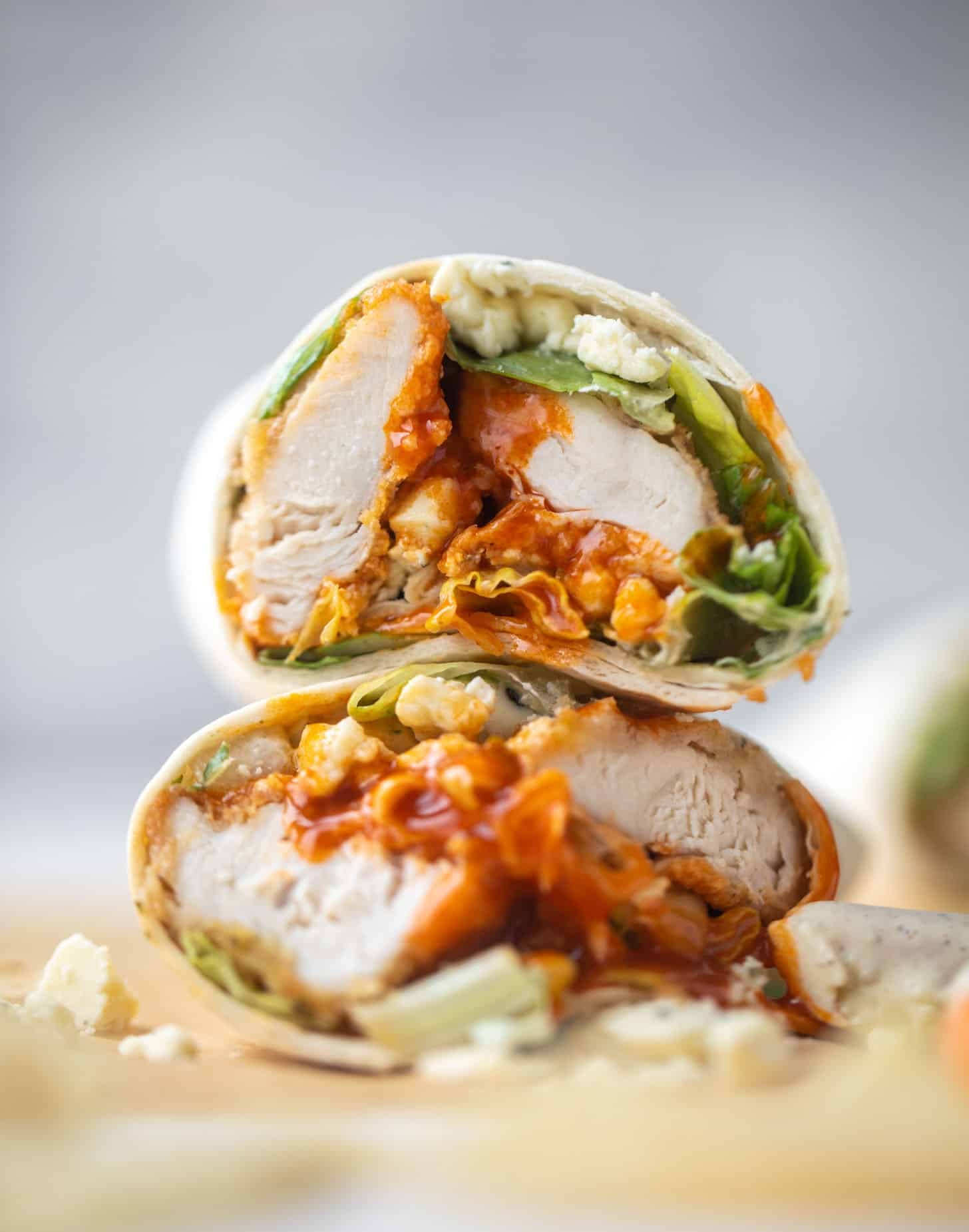 hot honey buffalo chicken wraps