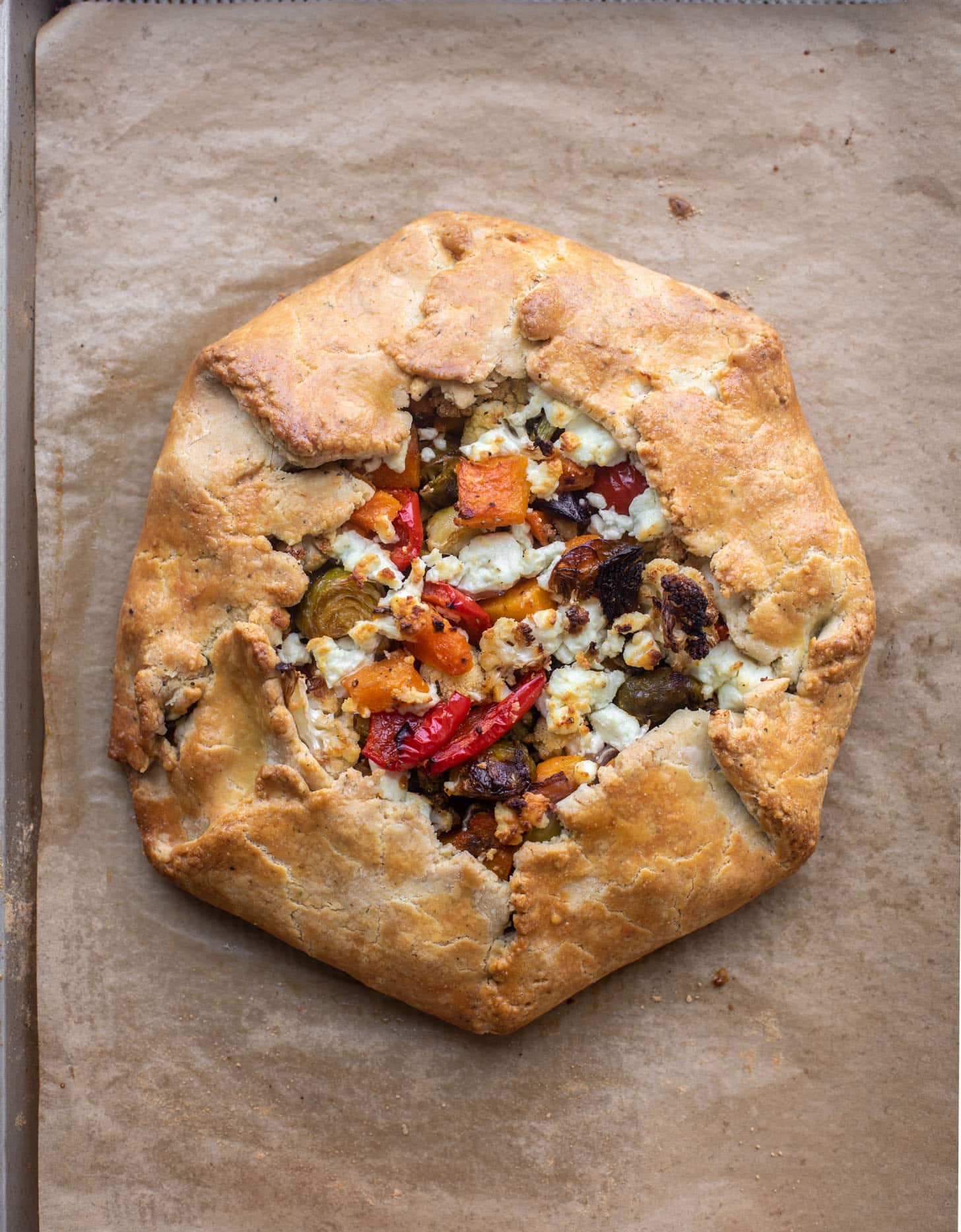 winter vegetable and goat cheese galette