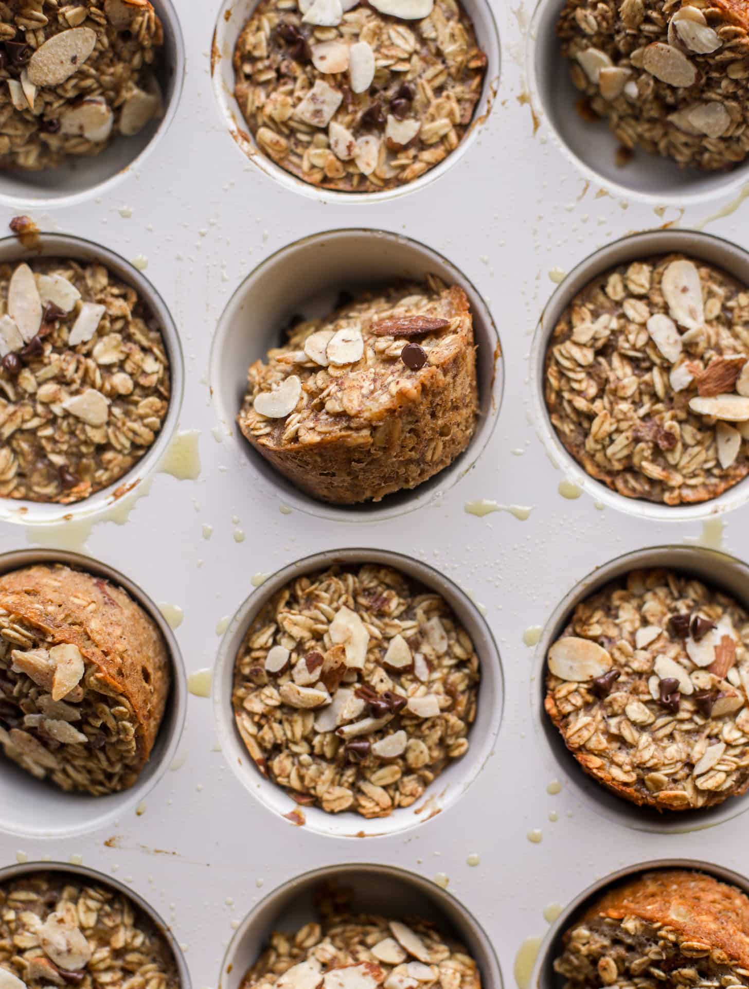 almond butter banana baked oatmeal cups