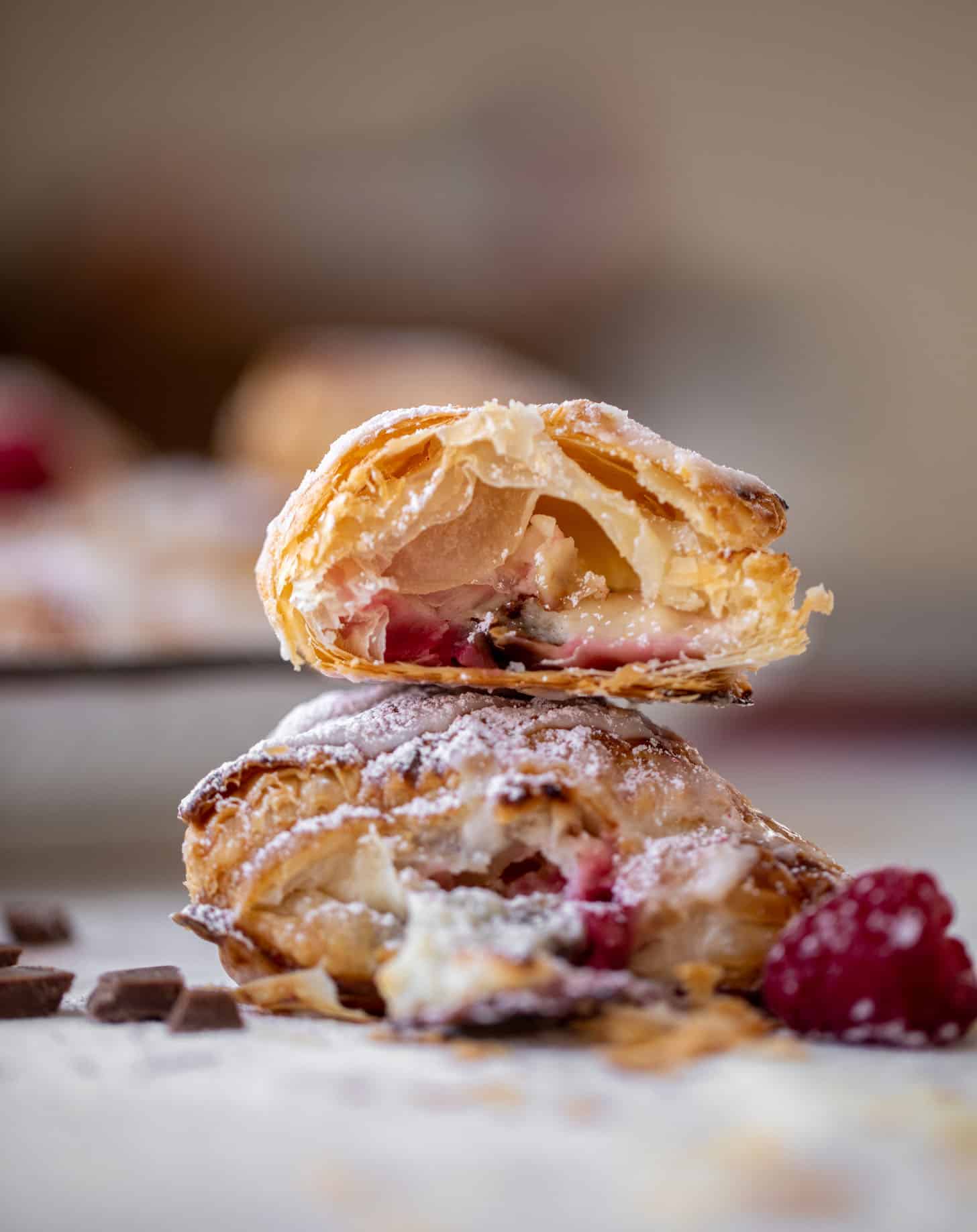 chocolate raspberry cheesecake turnovers
