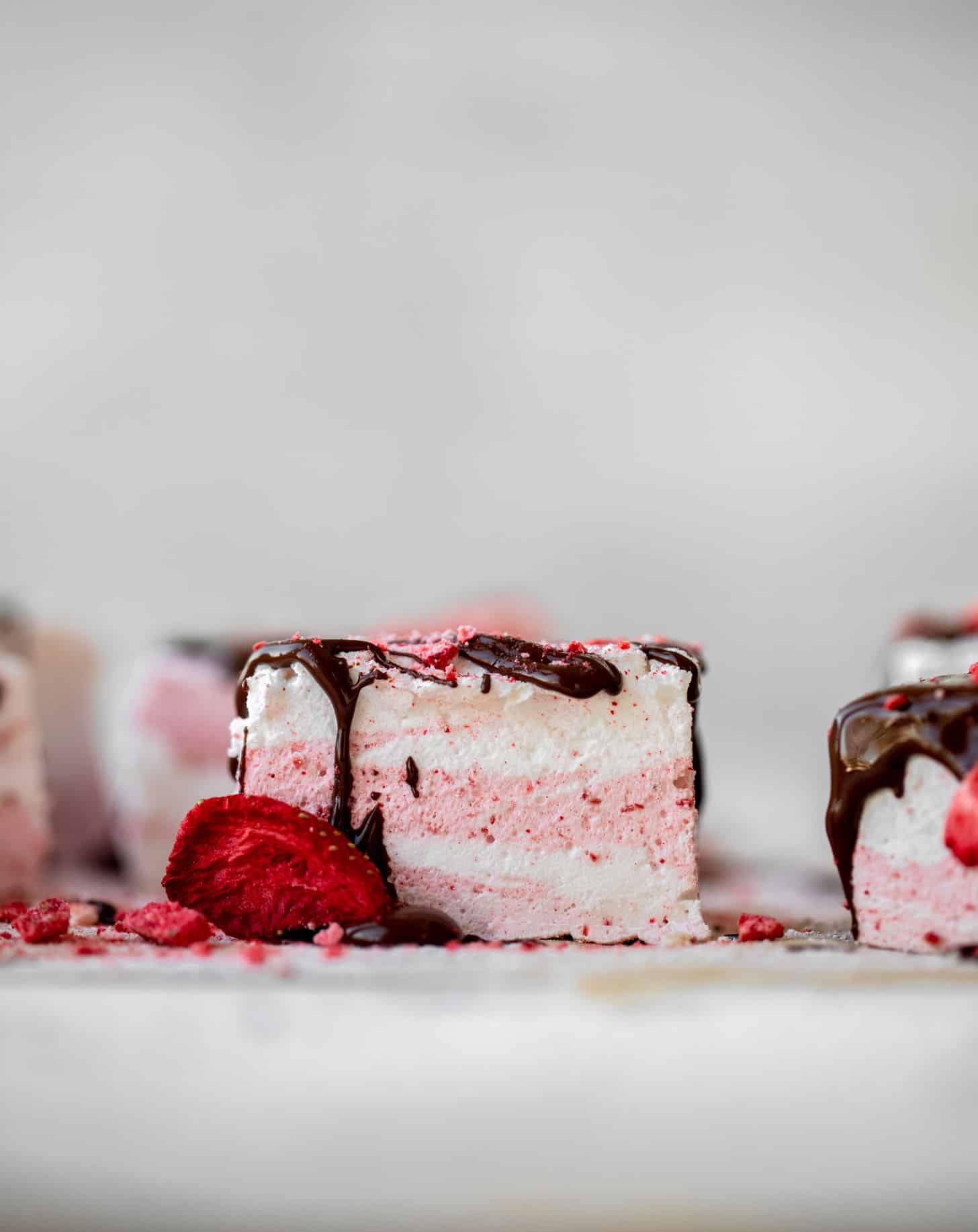 chocolate dipped strawberry swirl marshmallows