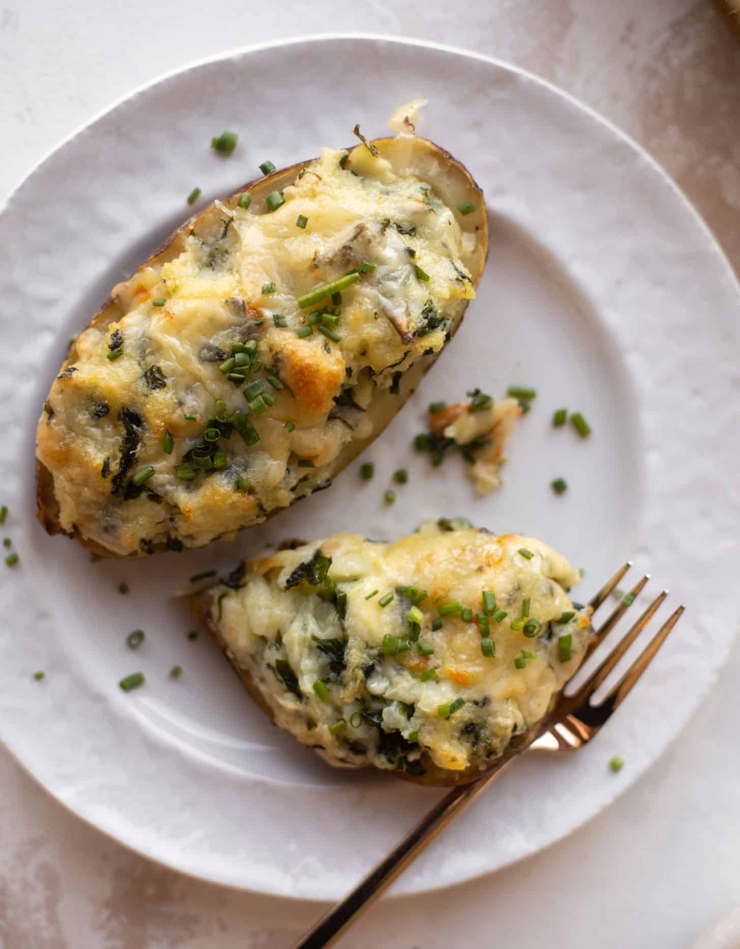 kale and smoked cheddar twice baked potatoes