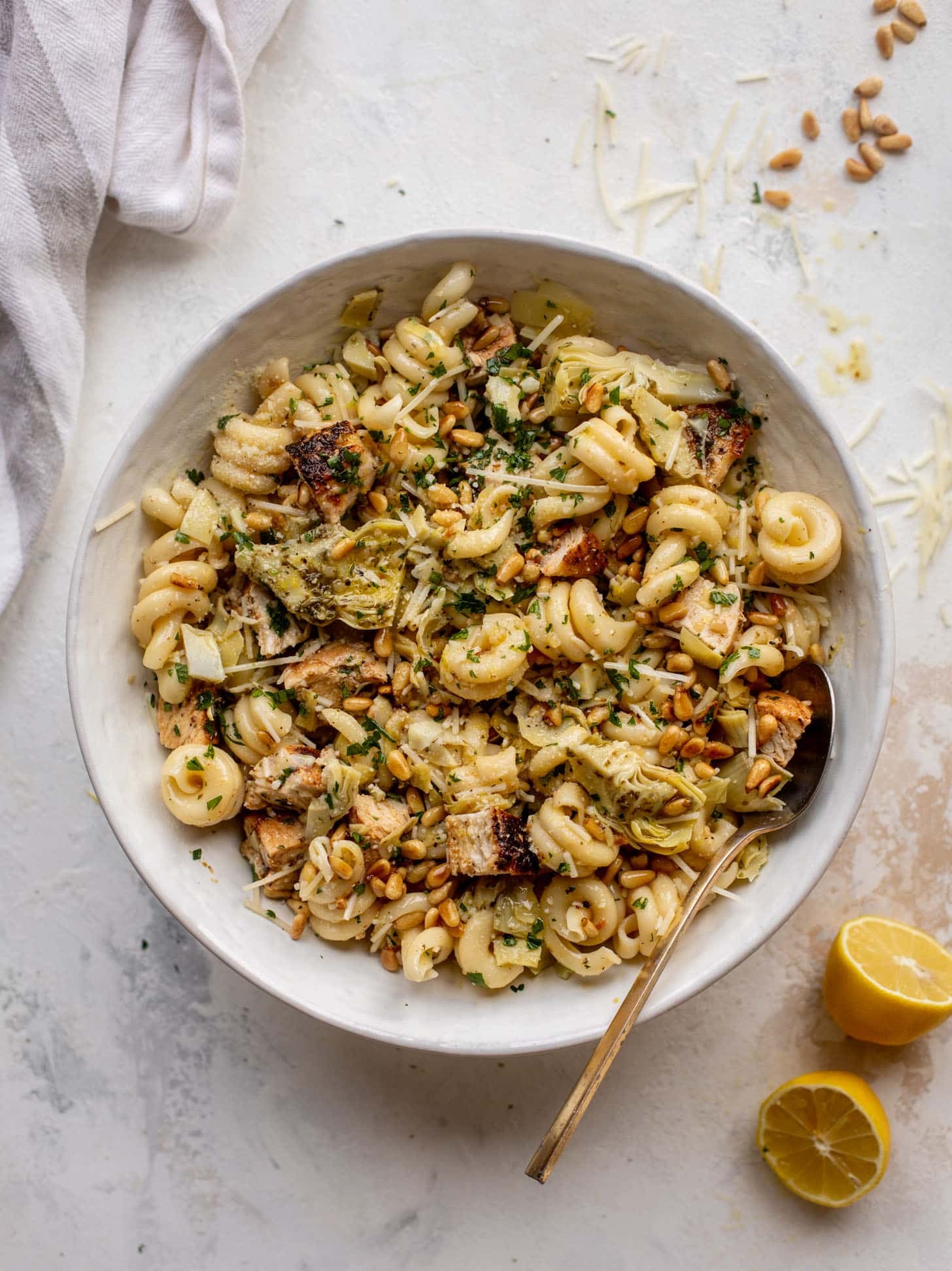 lemon chicken artichoke pasta salad