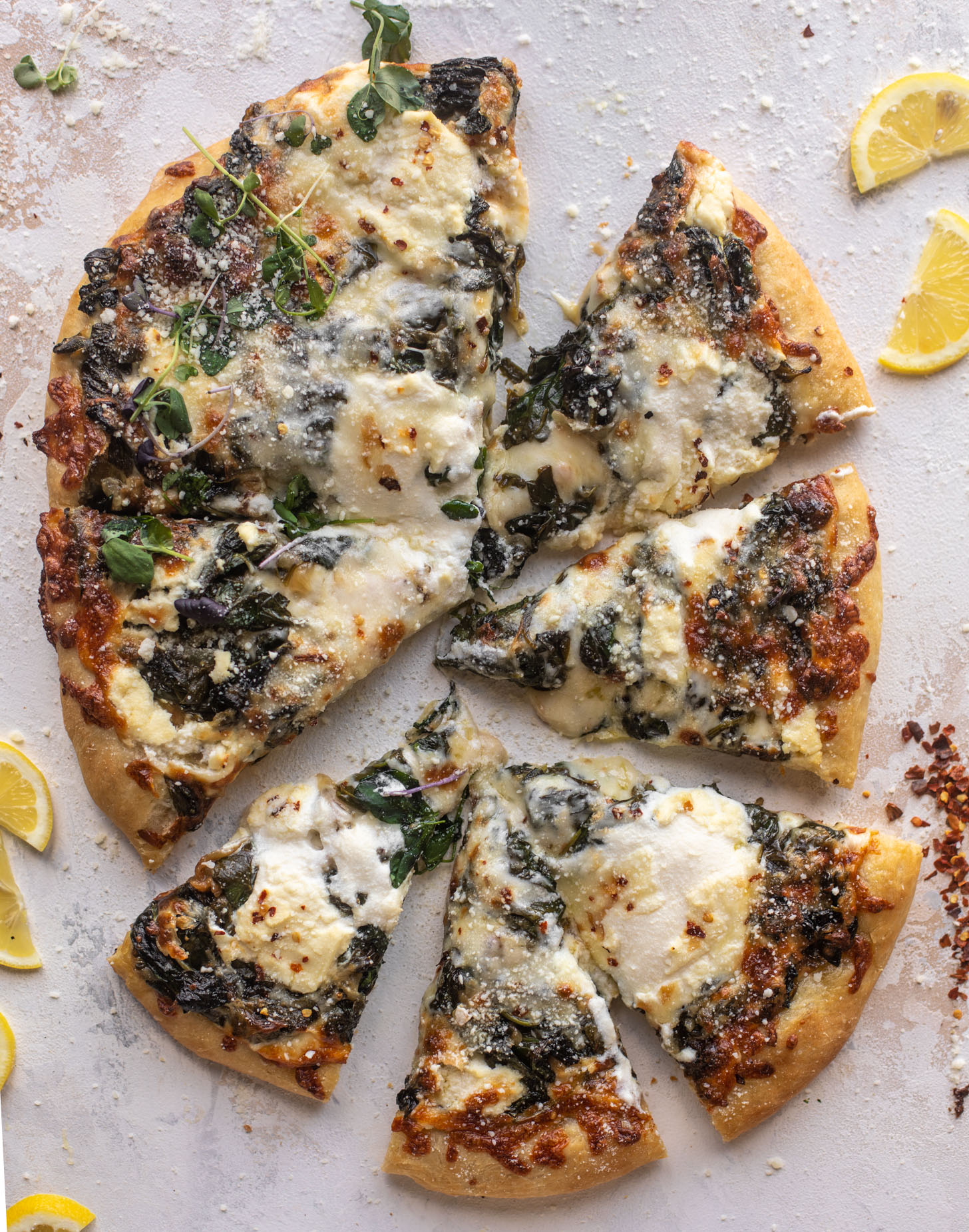 smoked mozzarella spinach pizza