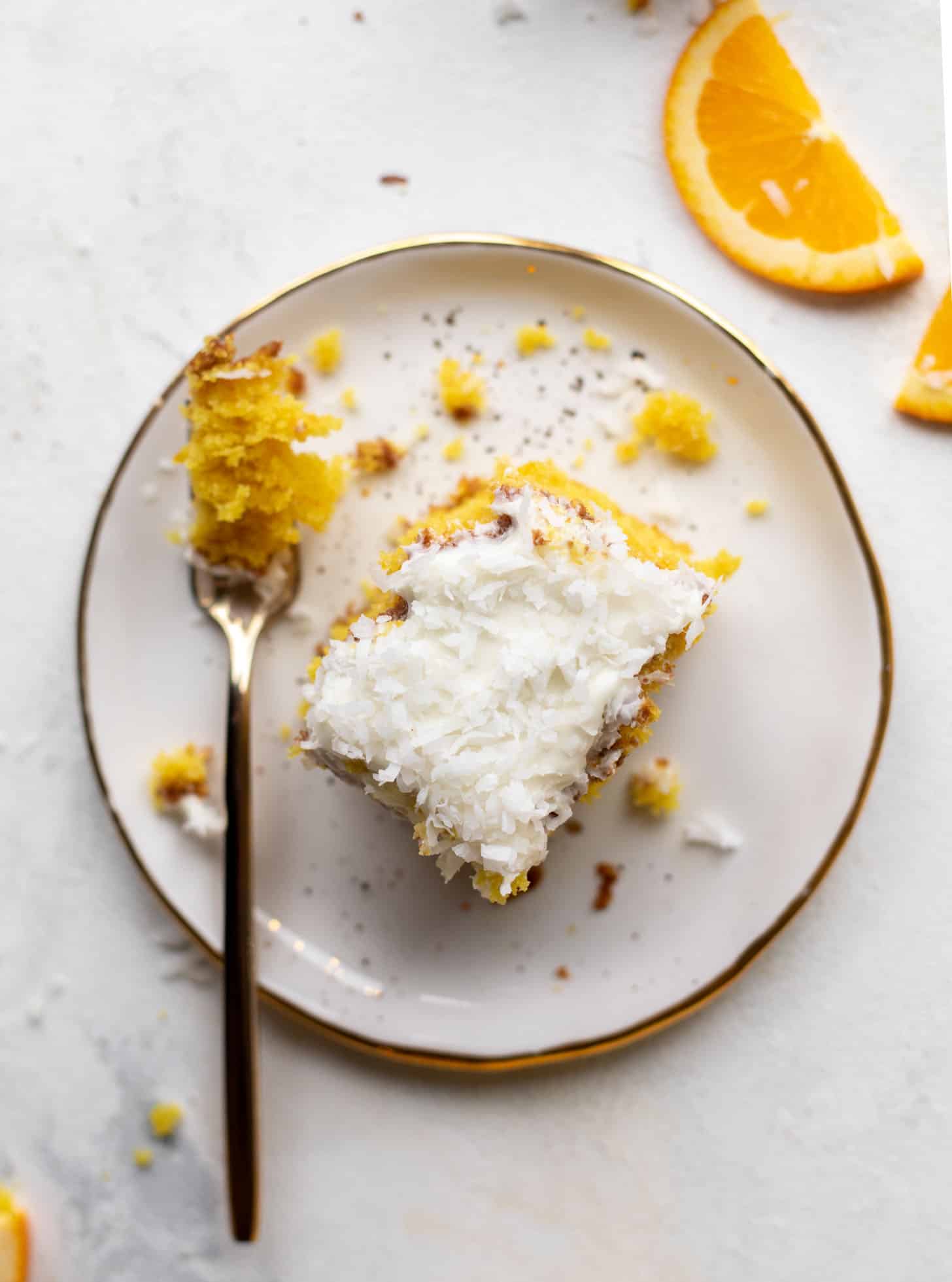 orange cake with coconut cream cheese frosting