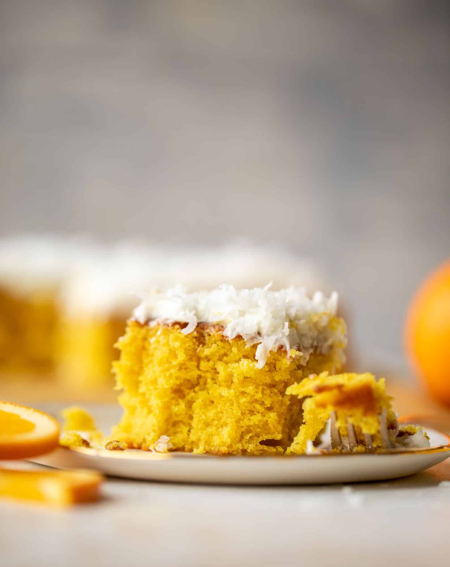 orange cake with coconut cream cheese frosting