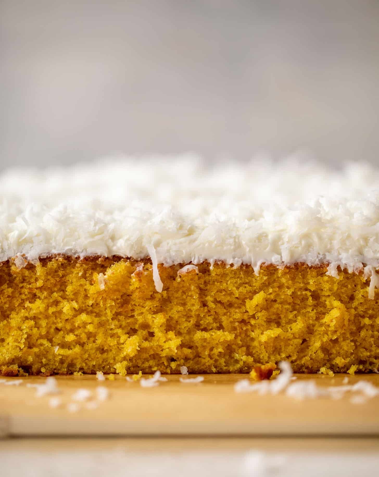 orange cake with coconut cream cheese frosting