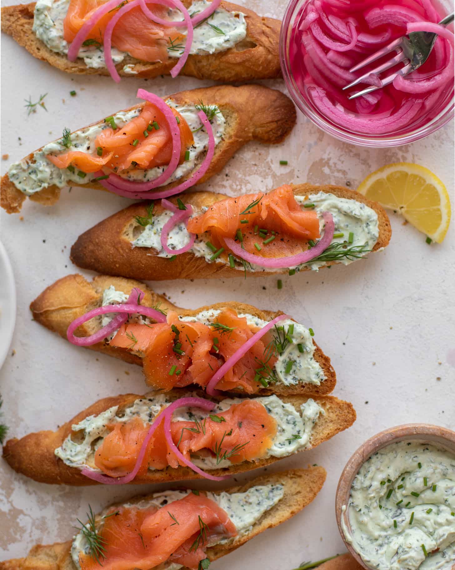 smoked salmon tartines with green goddess goat cheese
