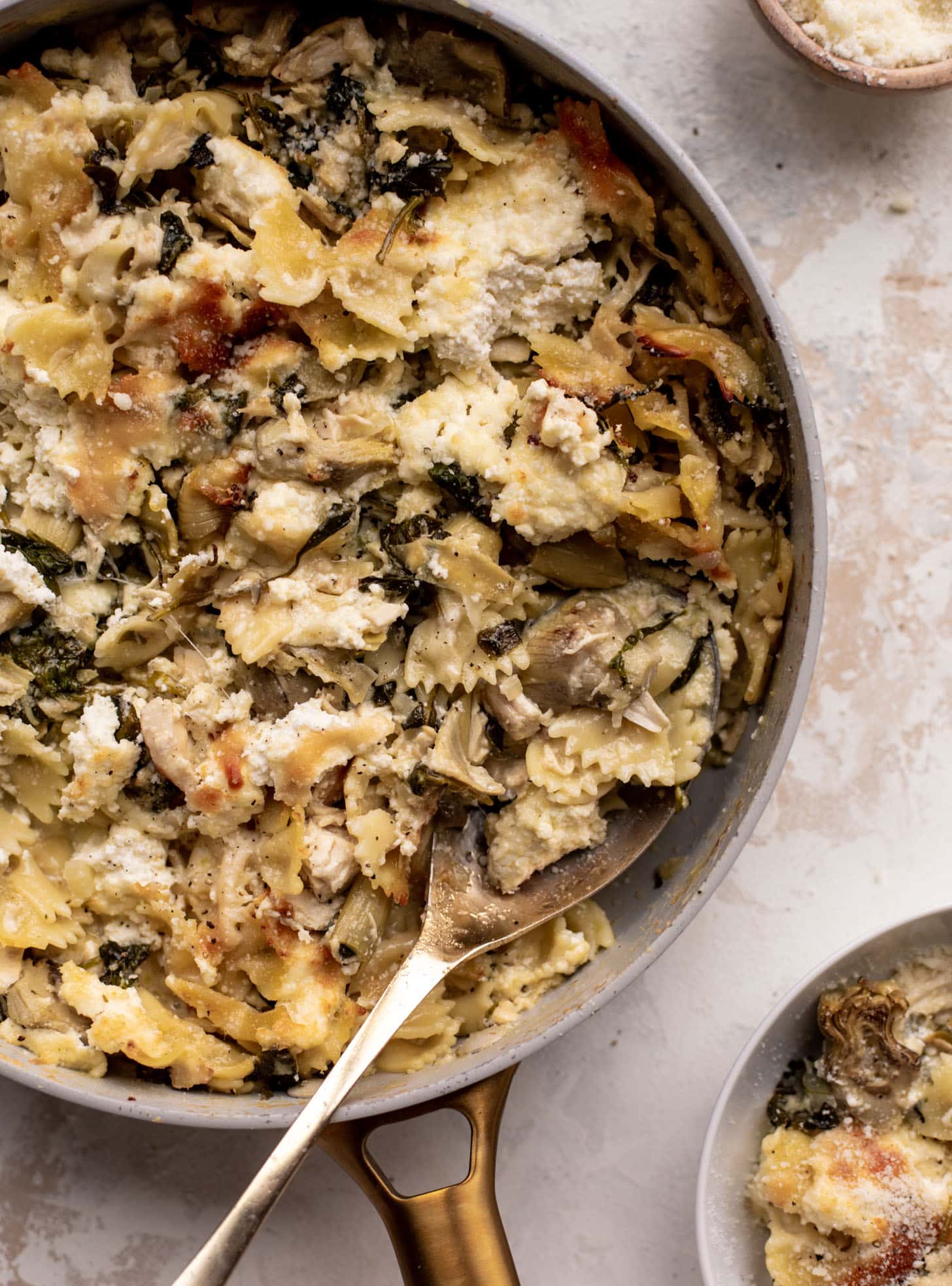 spinach artichoke chicken skillet lasagna