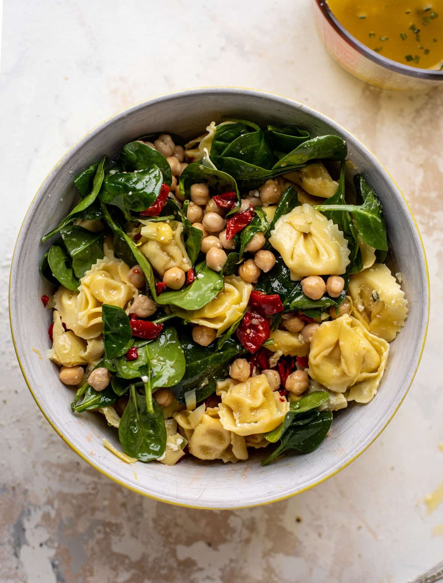 lunchtime chickpea tortellini salad