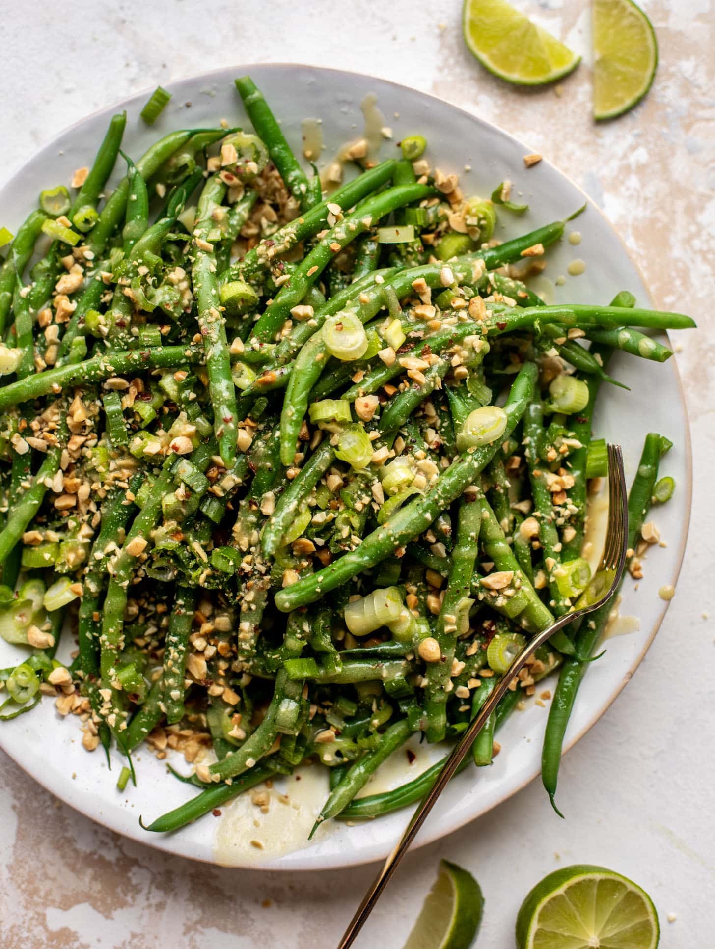 green bean crunch salad with peanut vinaigrette