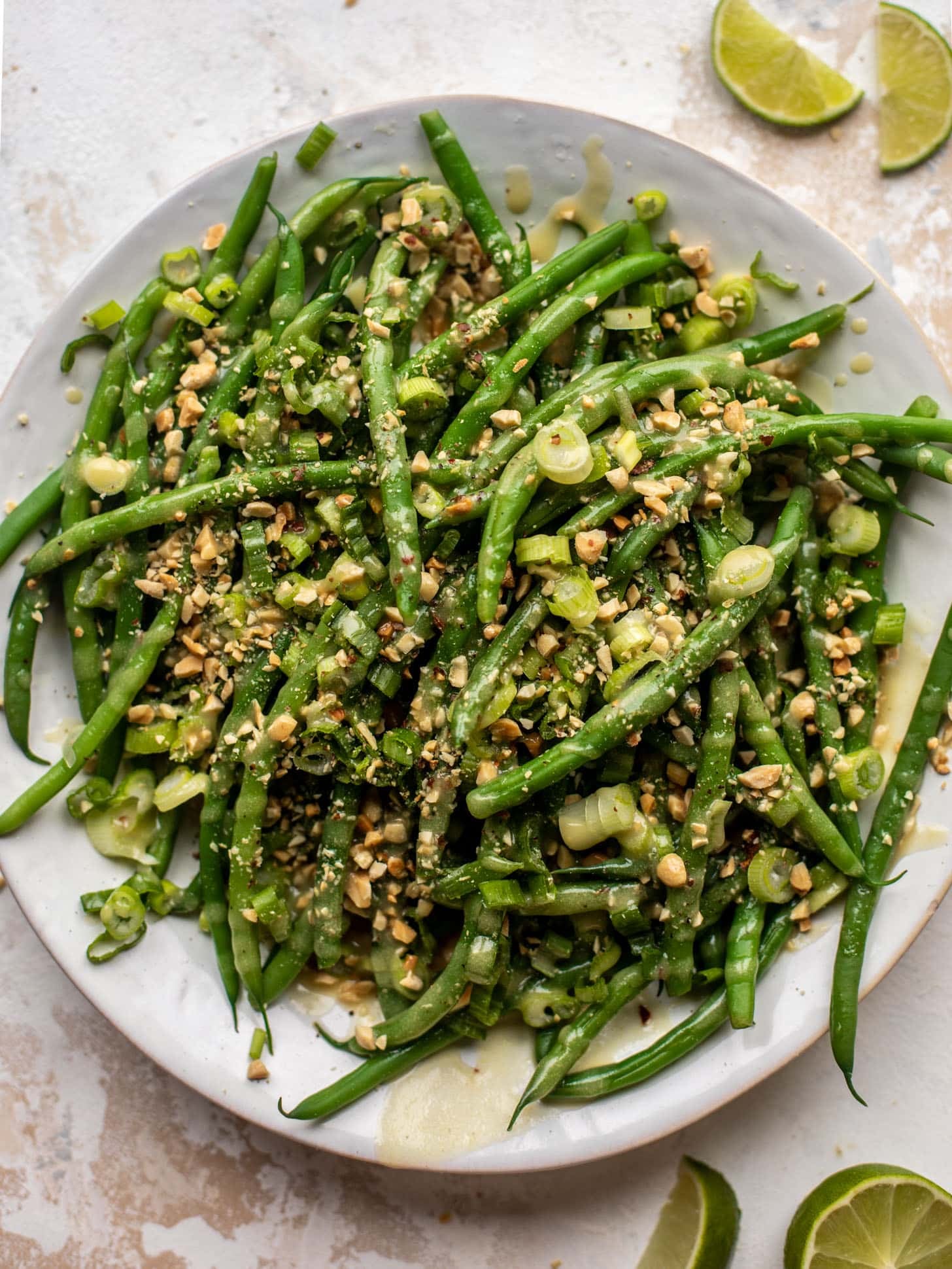 green bean crunch salad with peanut vinaigrette