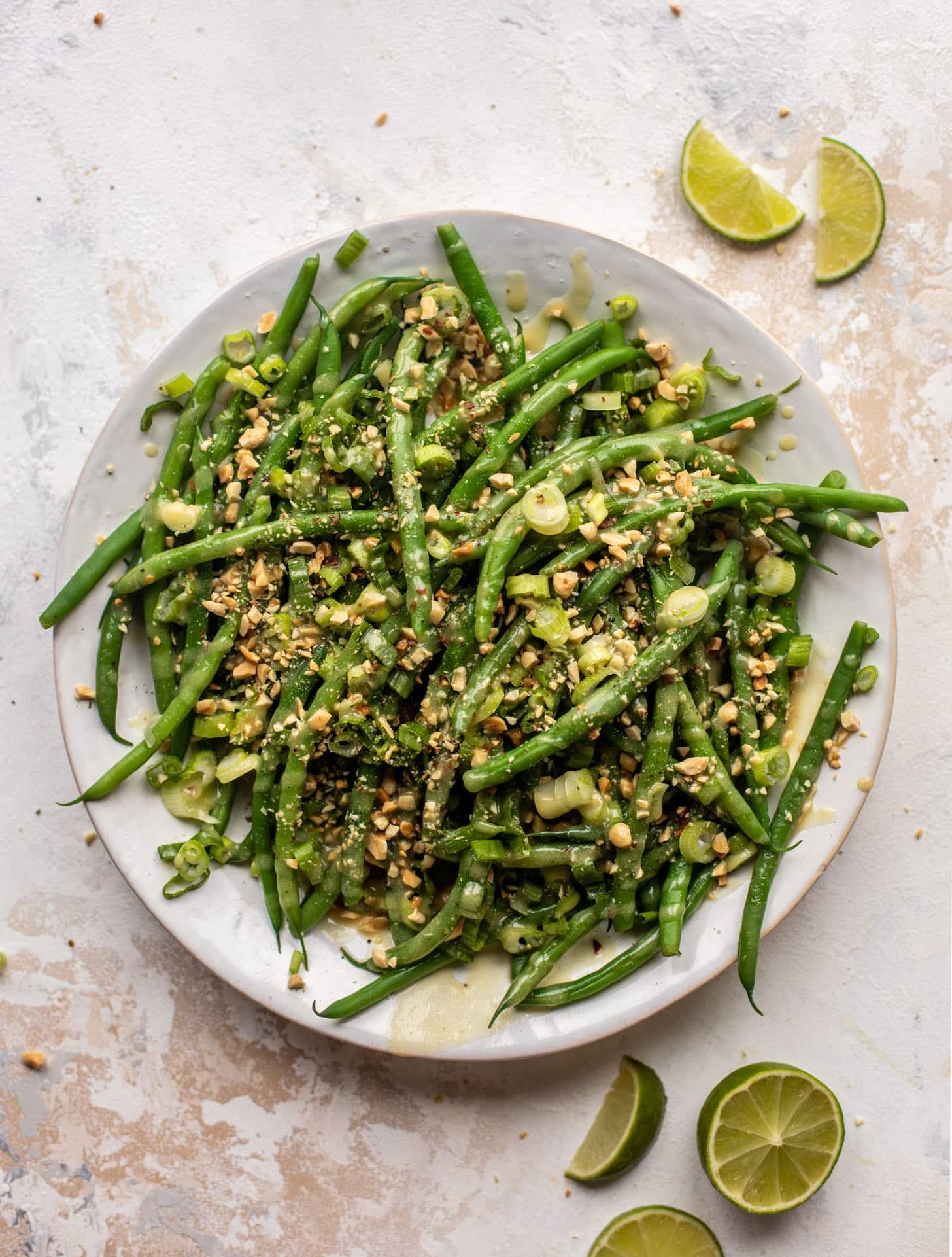 green bean crunch salad with peanut vinaigrette