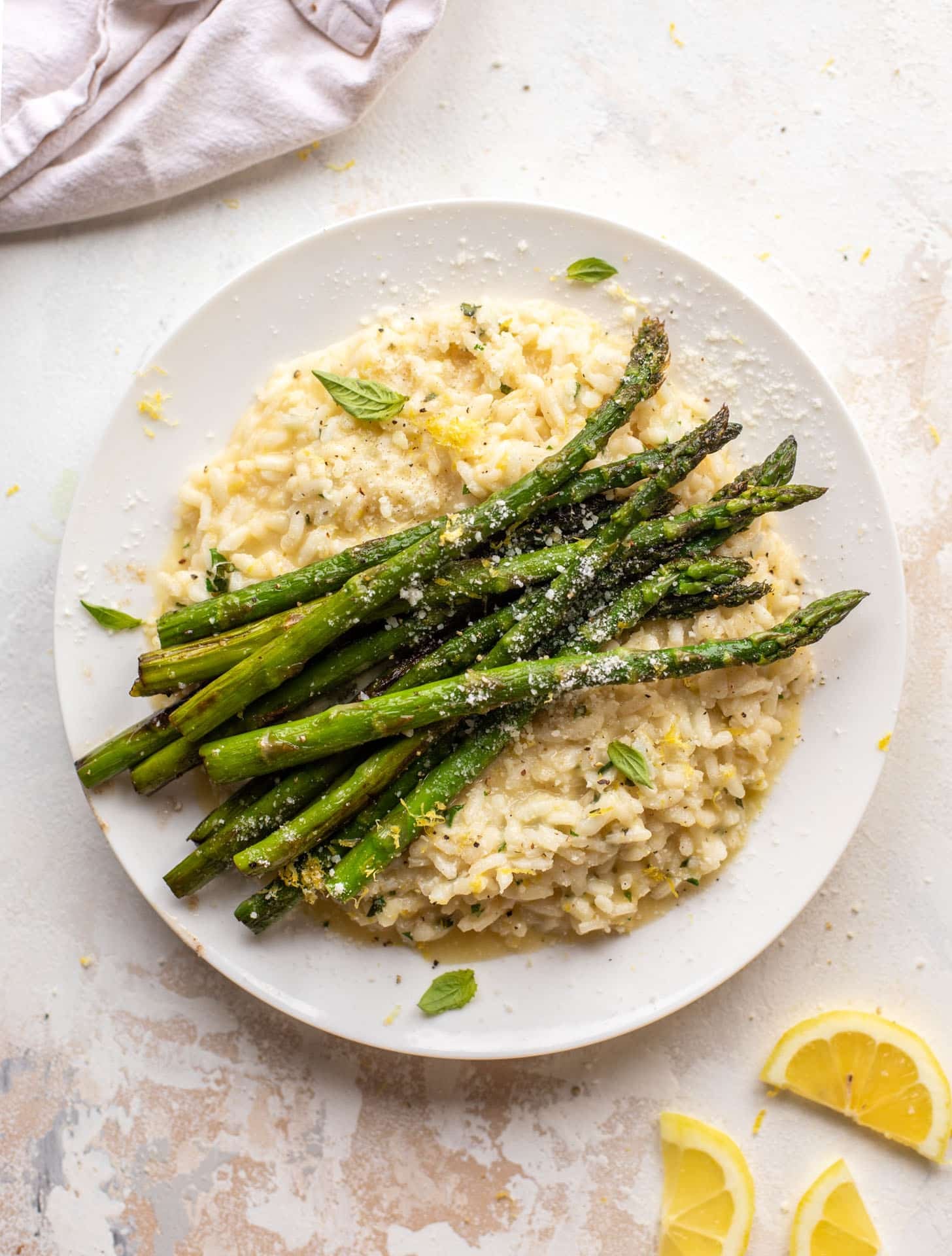 asiago lemon risotto with grilled asparagus