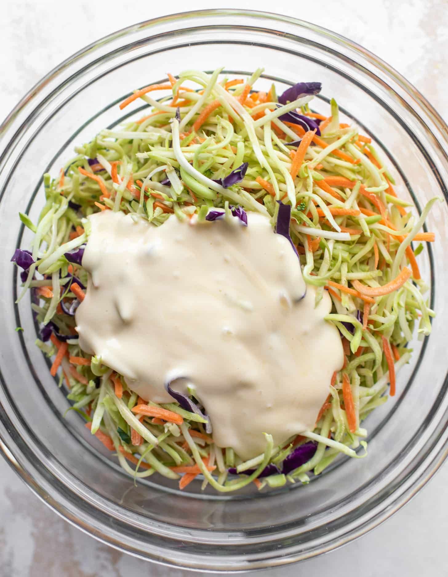 broccoli slaw in the making