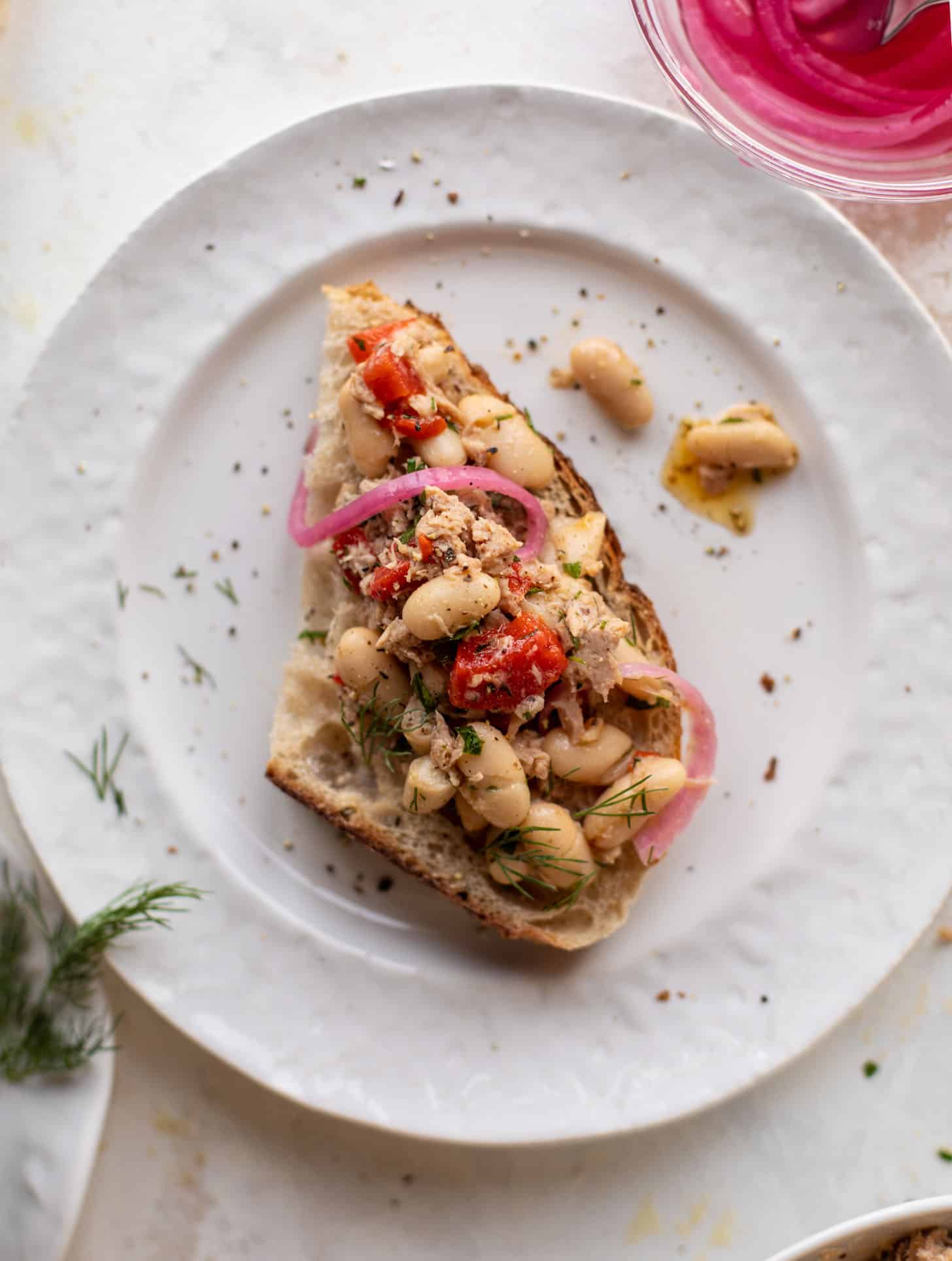 herby white bean tuna salad on sourdough