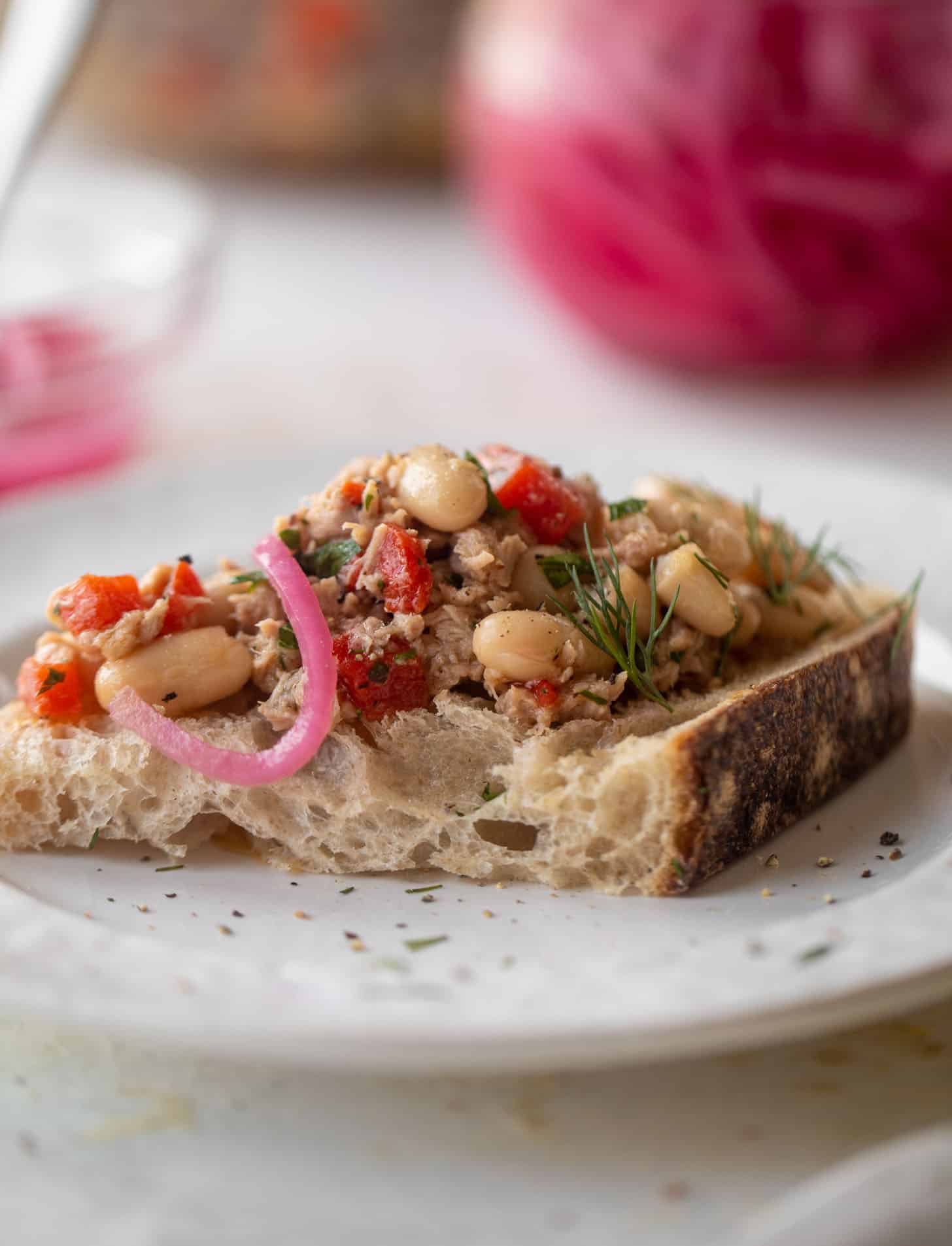herby white bean tuna salad on toast