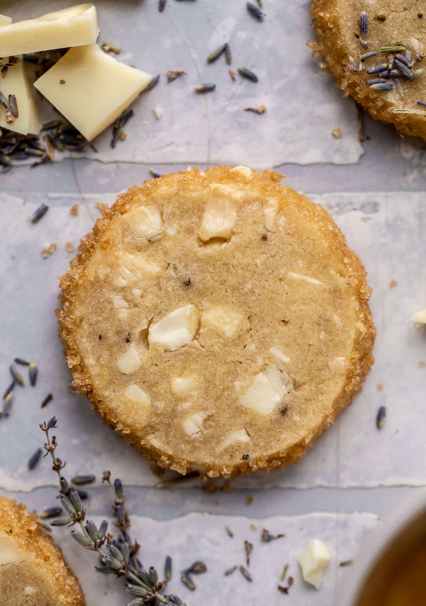 white chocolate lavender shortbread cookies