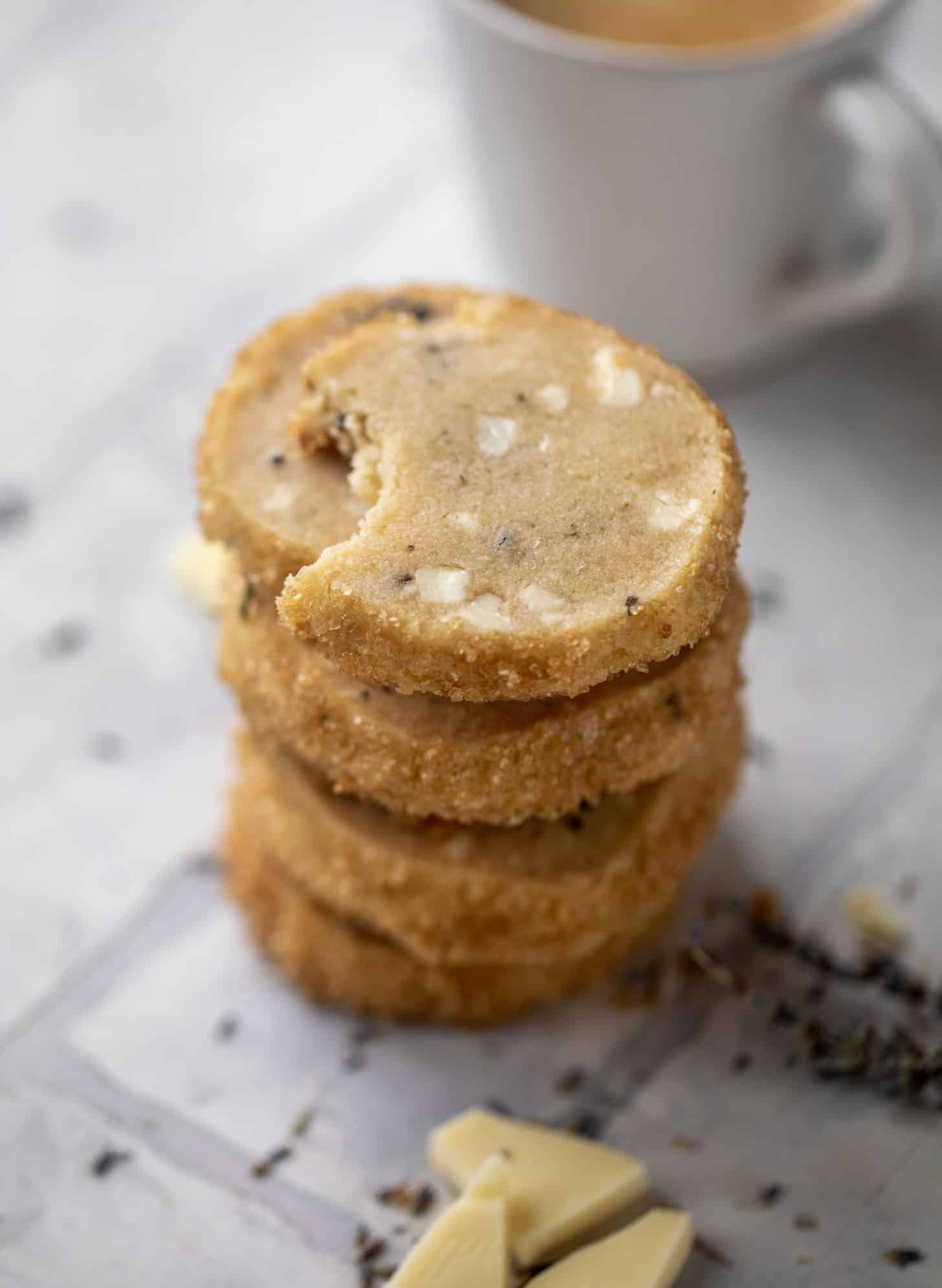 white chocolate lavender shortbread cookies