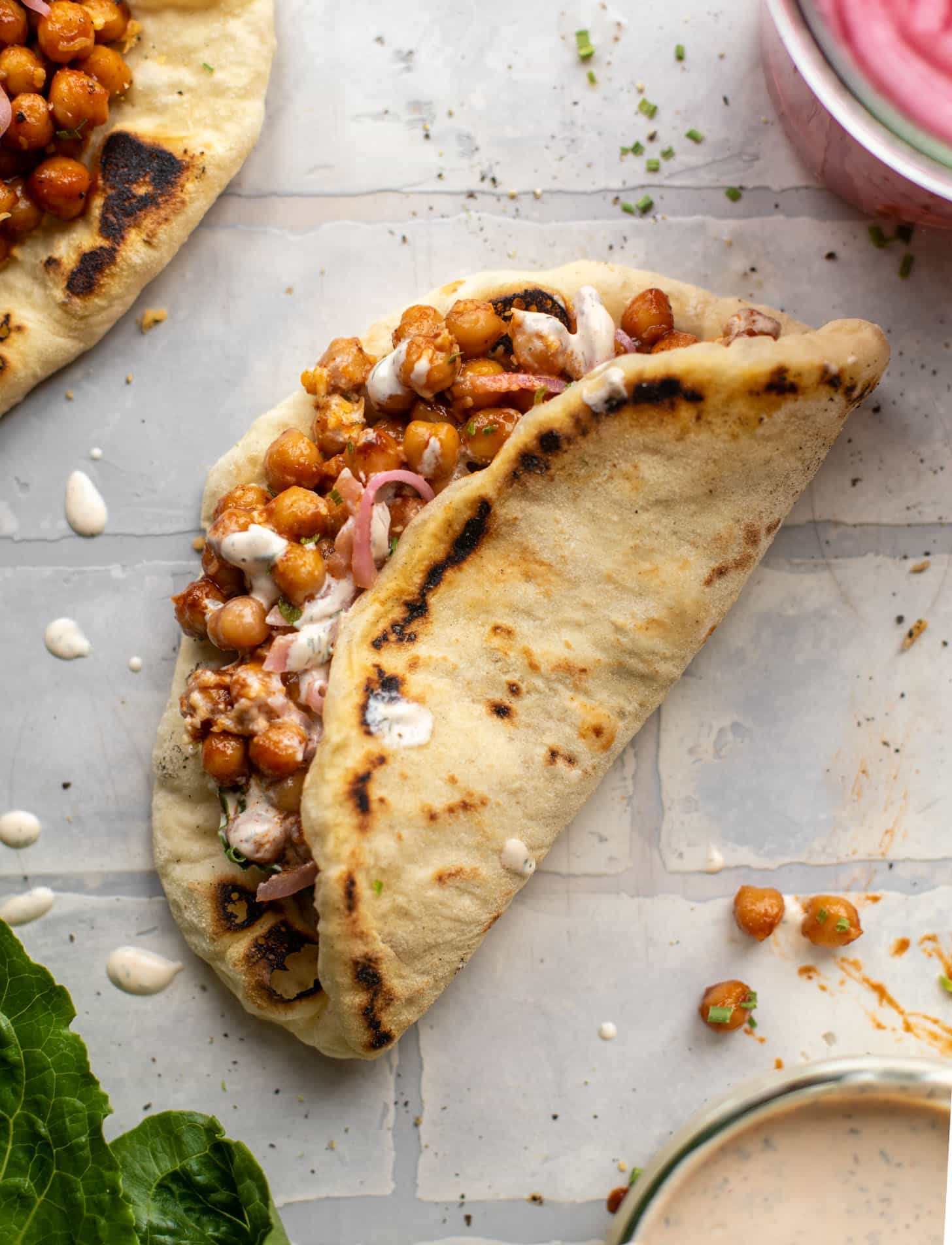 BBQ ranch chickpea pitas