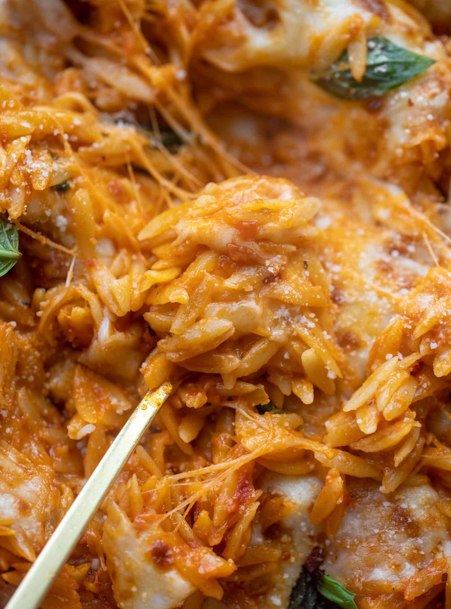 cheesy tomato basil baked orzo