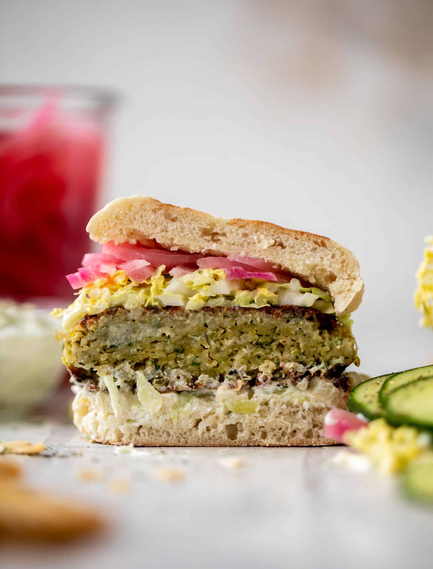 falafel burgers with tzatziki slaw