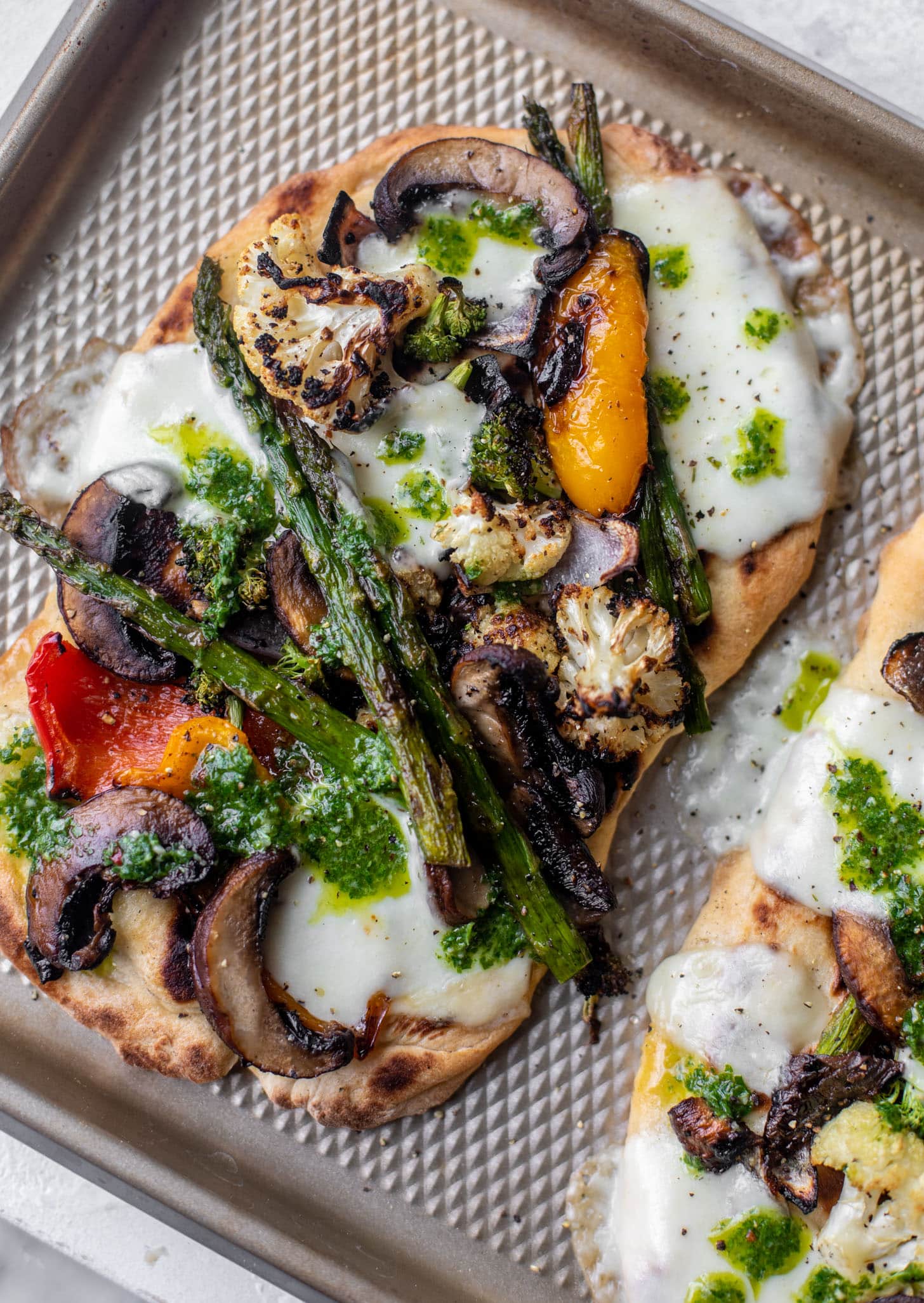 grilled naan pizza with chimichurri