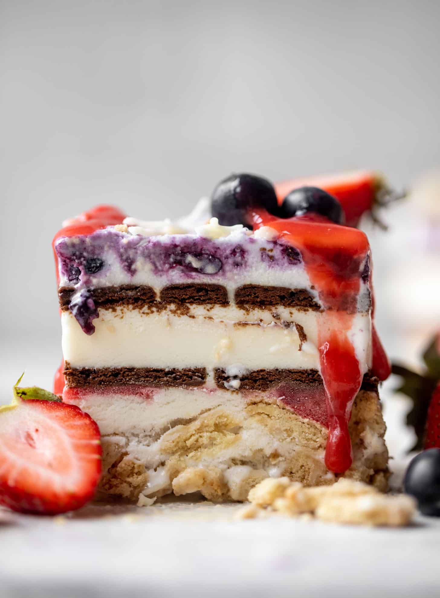 triple berry ice cream cake