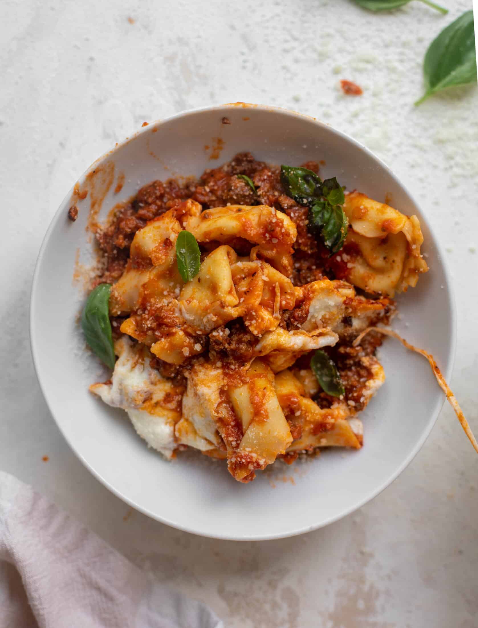 cheesy weeknight tortellini skillet