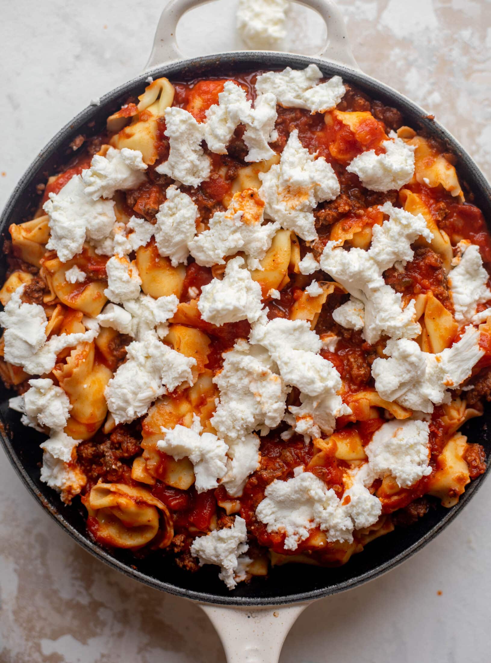 cheesy weeknight tortellini skillet