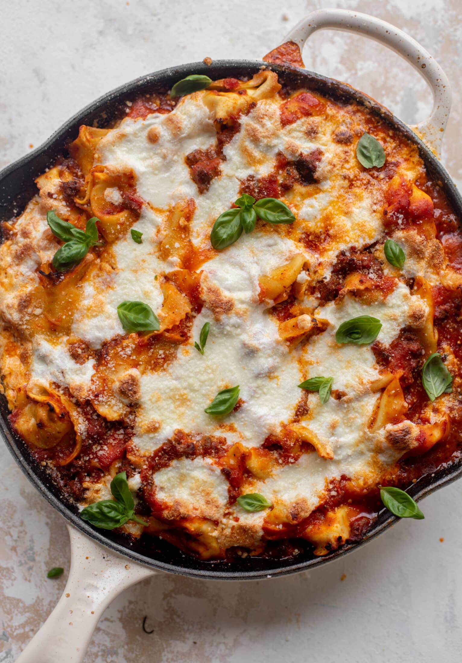 cheesy weeknight tortellini skillet