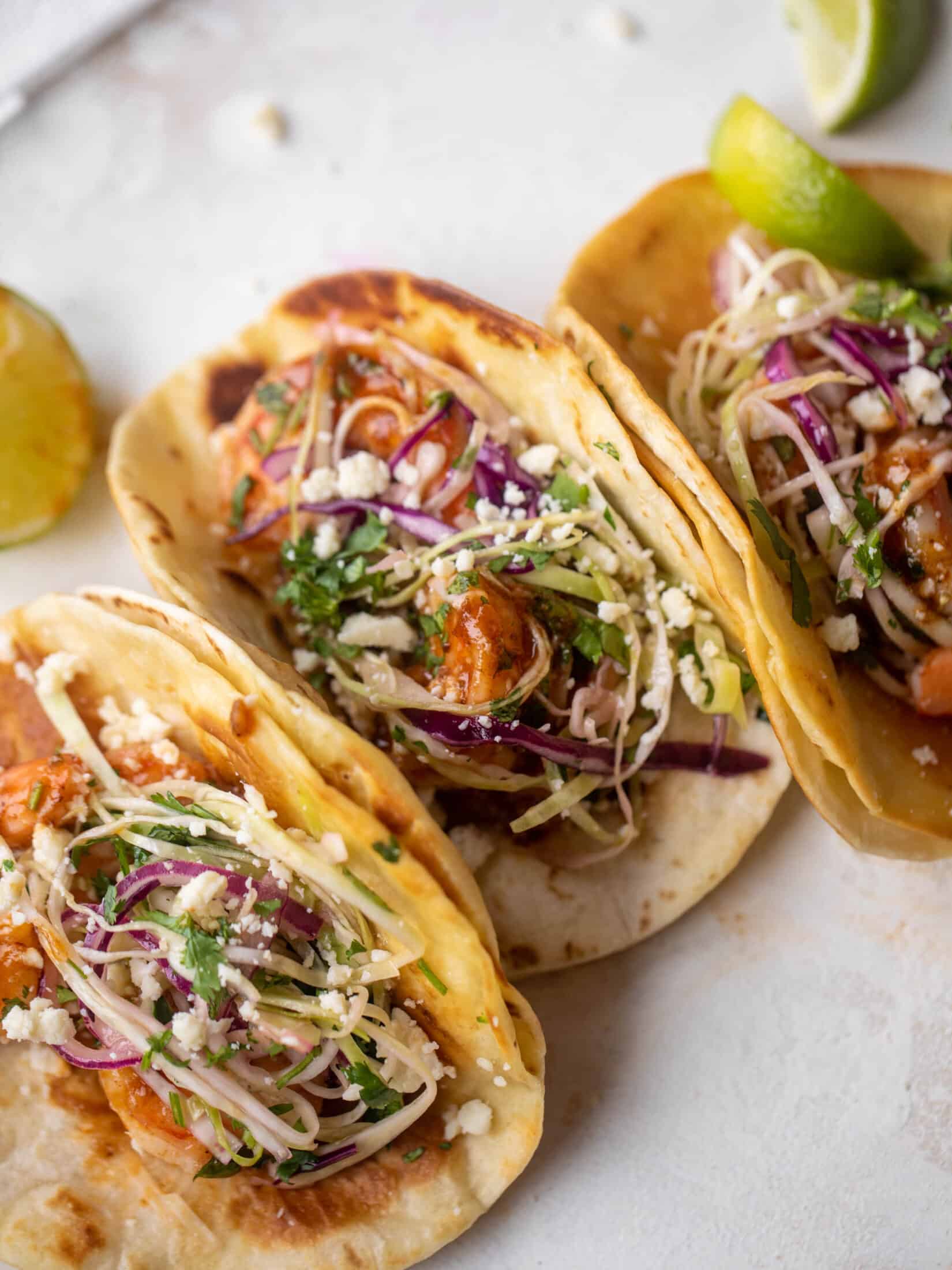 honey chipotle shrimp tacos