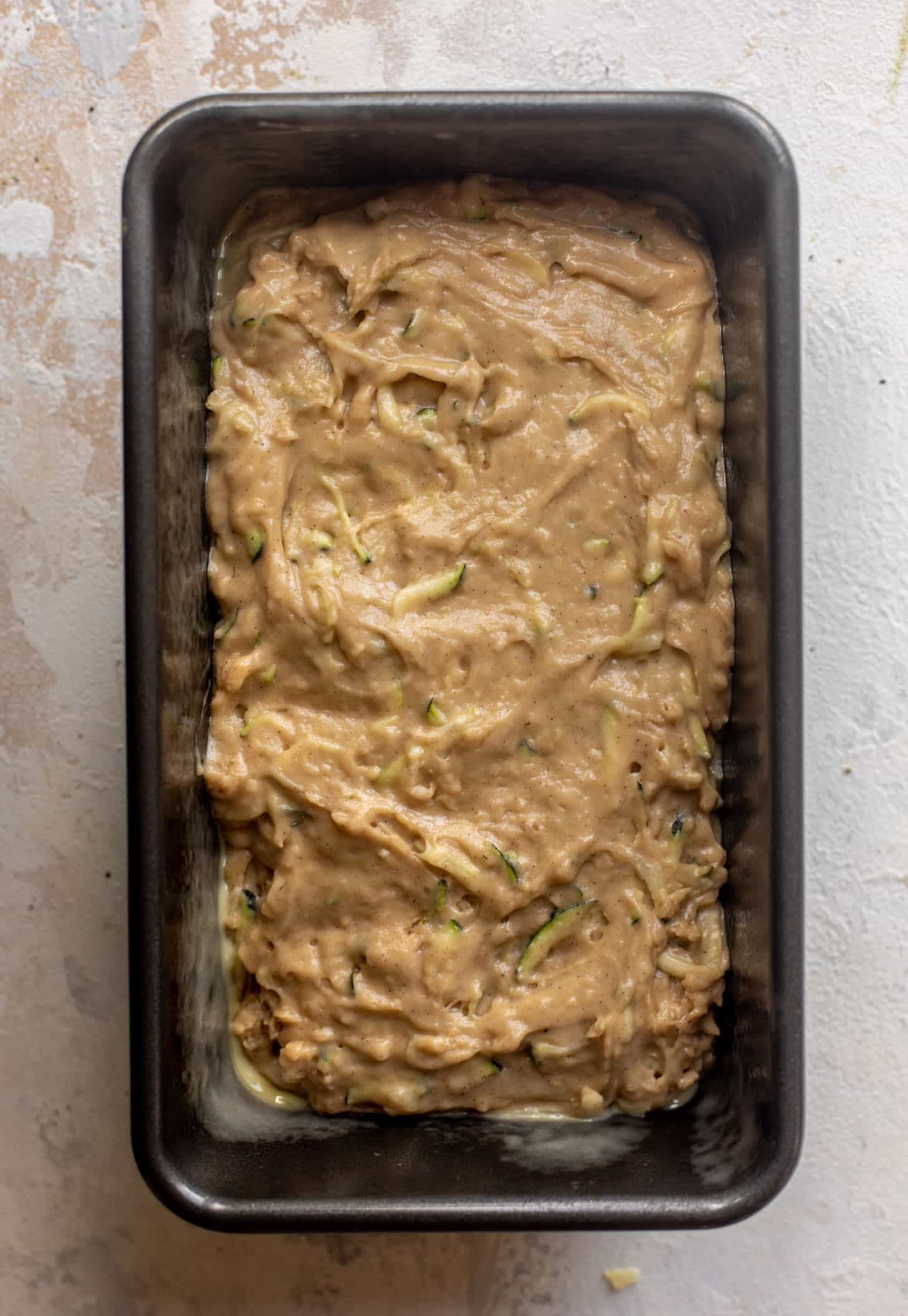 batter in a loaf pan