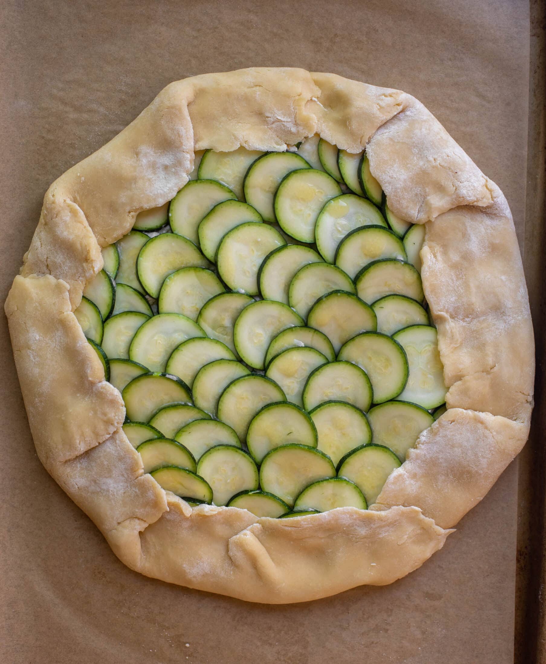 zucchini crostada ready for the oven
