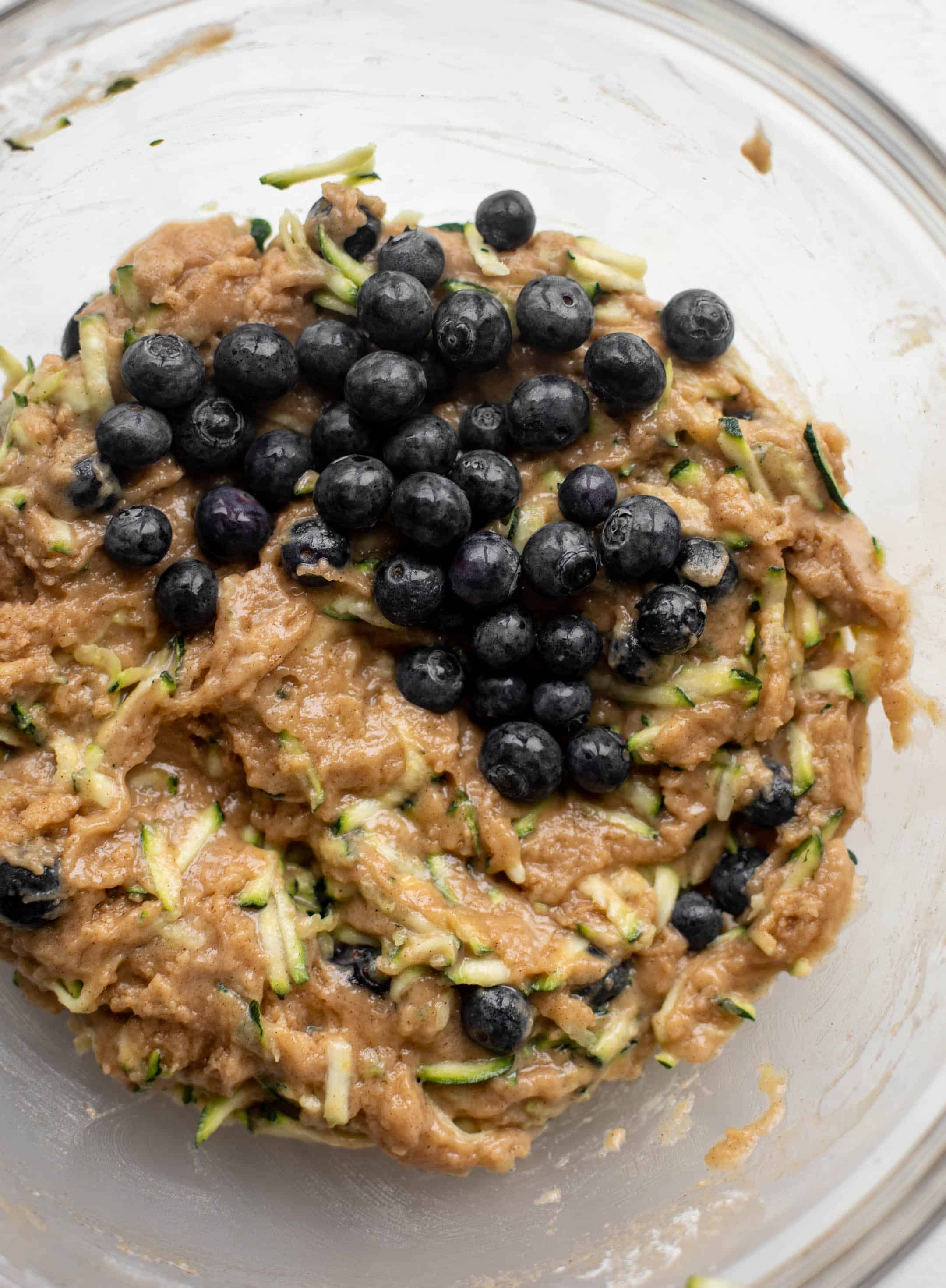 blueberry zucchini muffin batter