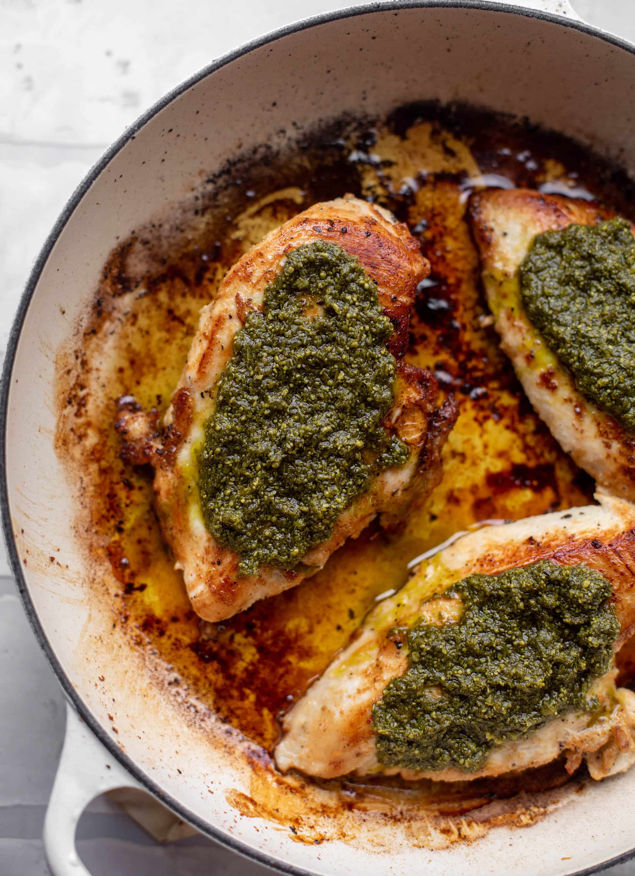 seared chicken with pesto