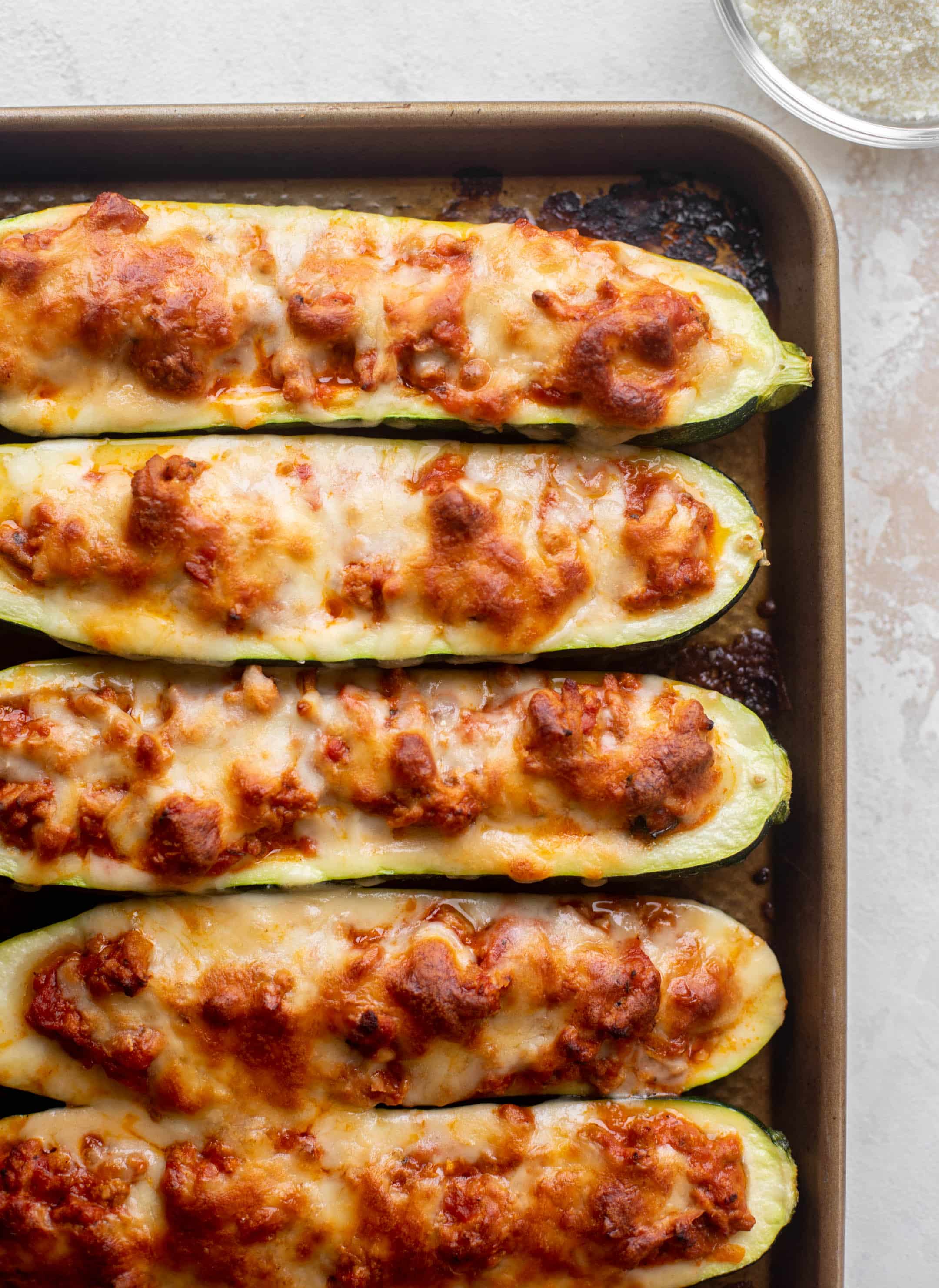 zucchini boat bolognese