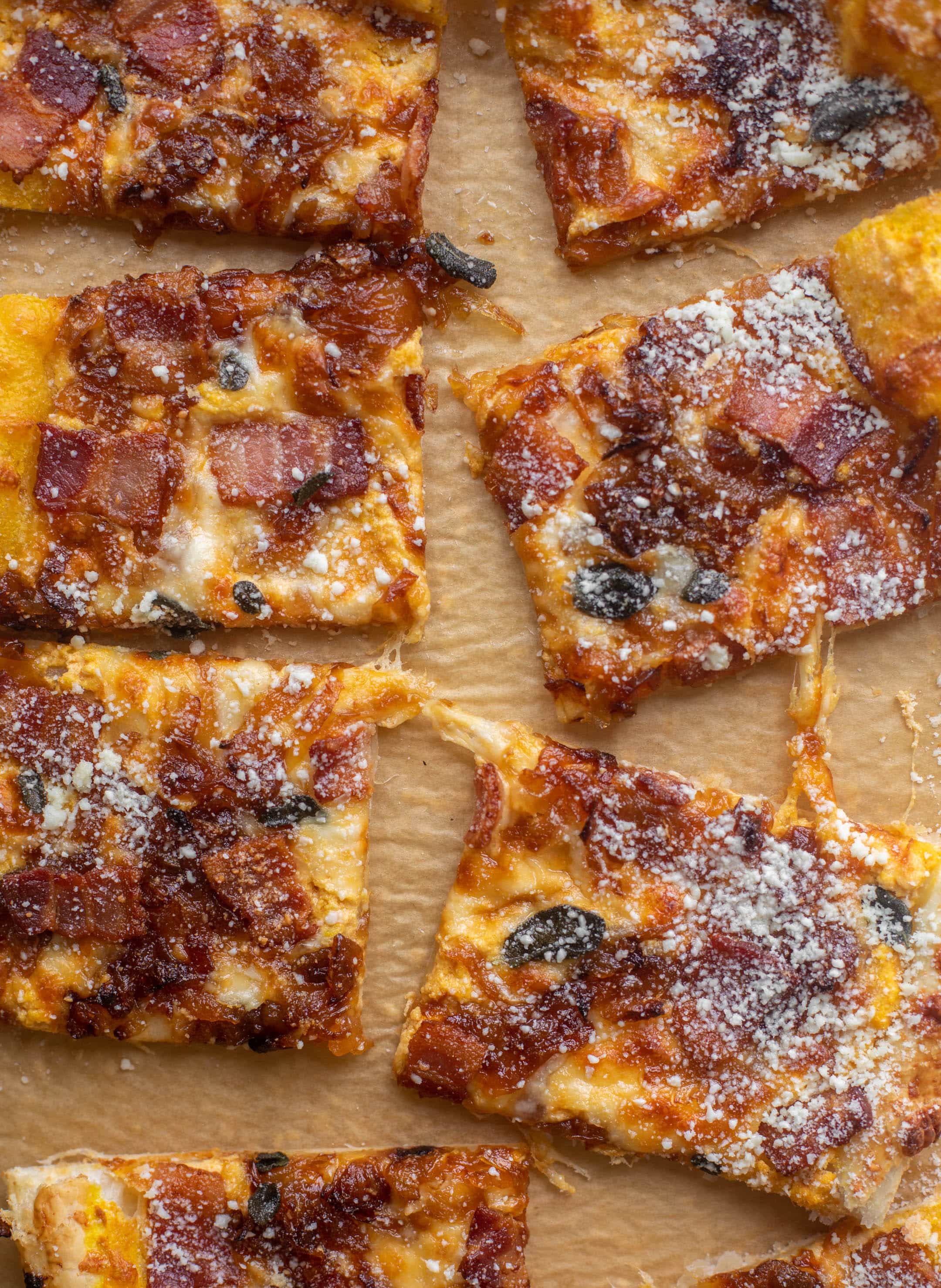 savory pumpkin puff pastry pizza