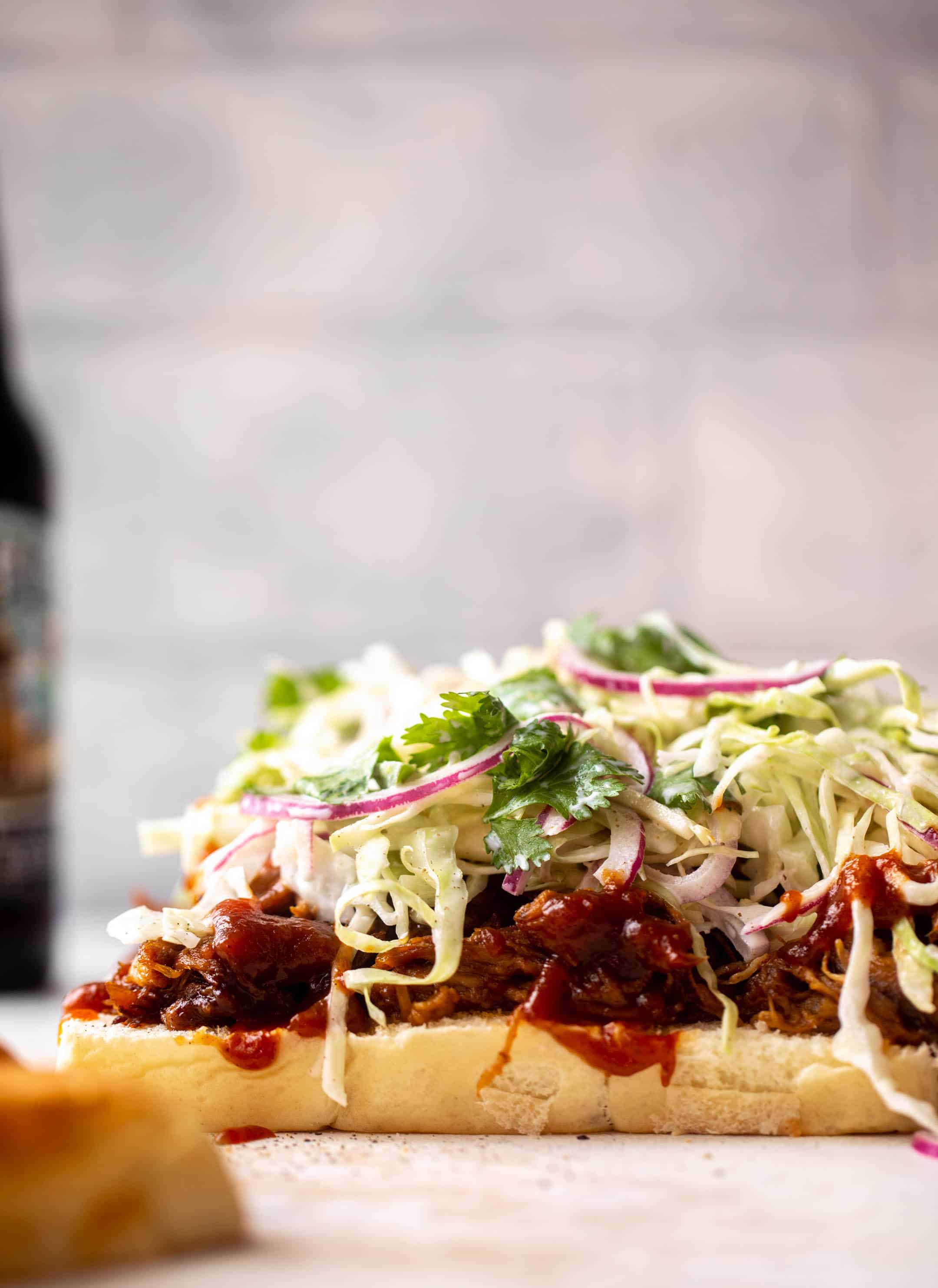 root beer pulled pork sliders with jalapeño slaw