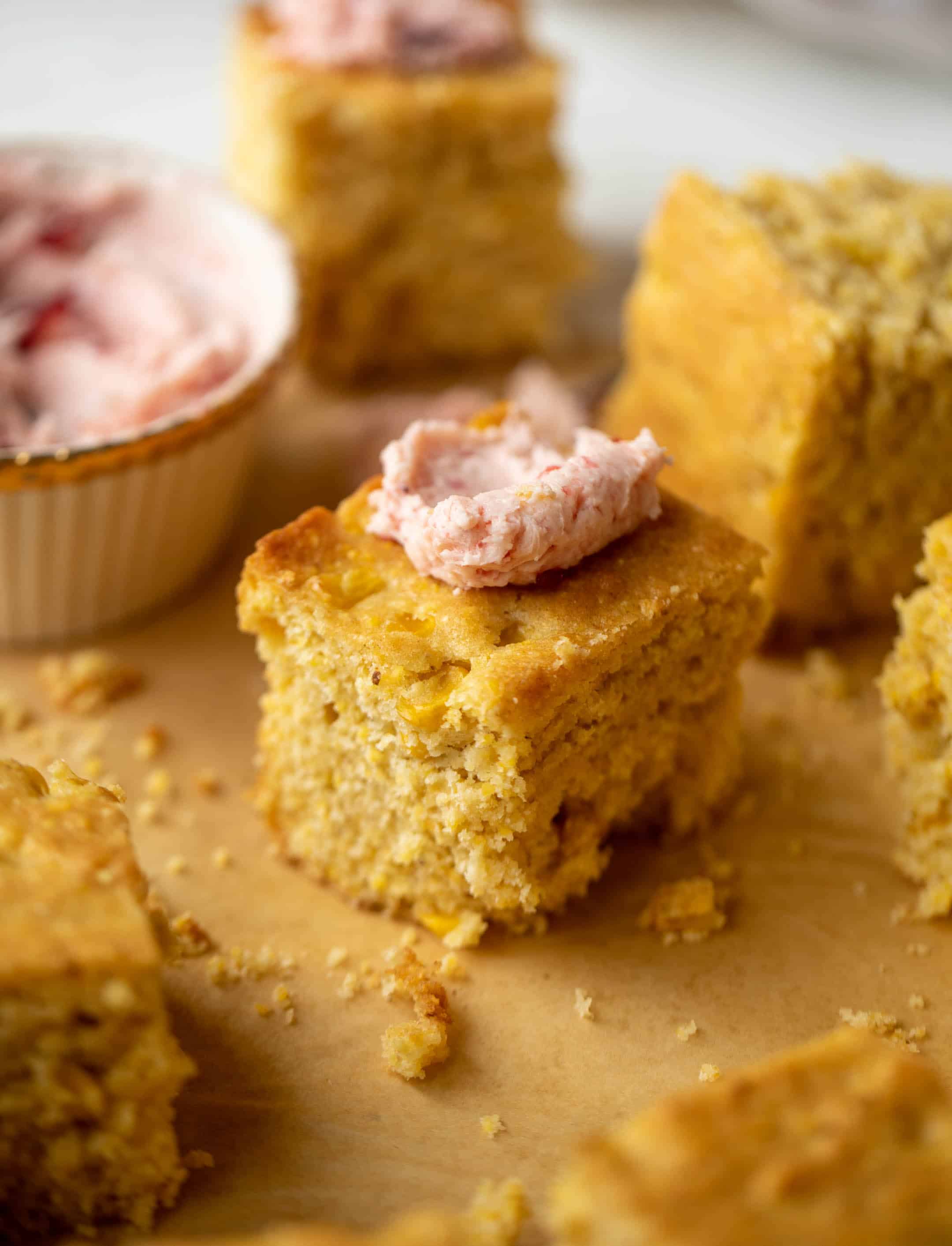 brown butter cornbread with cranberry butter