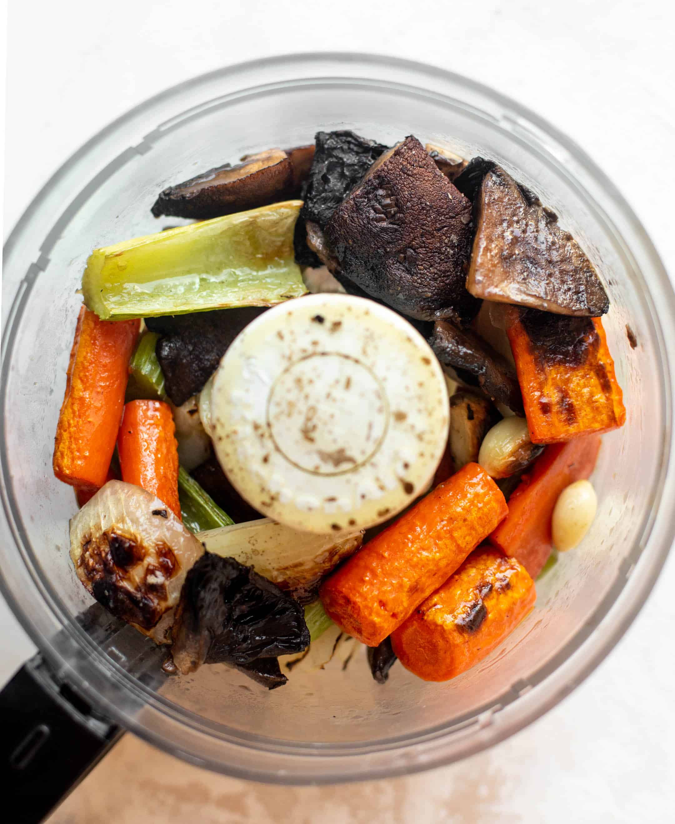 vegetables in a food processor