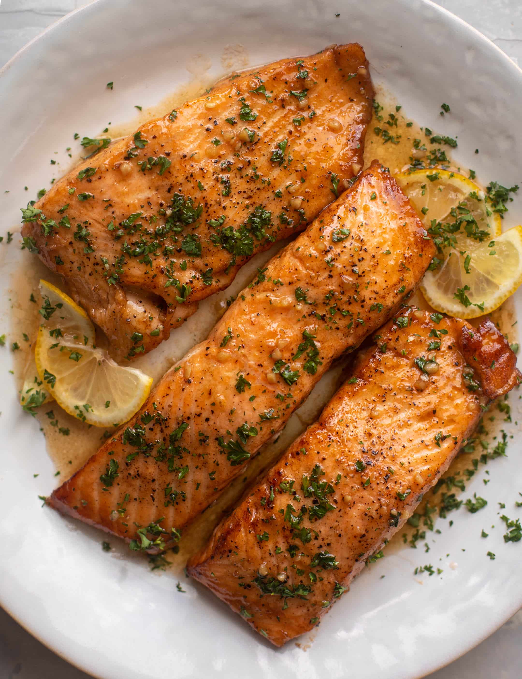 sticky garlic butter salmon