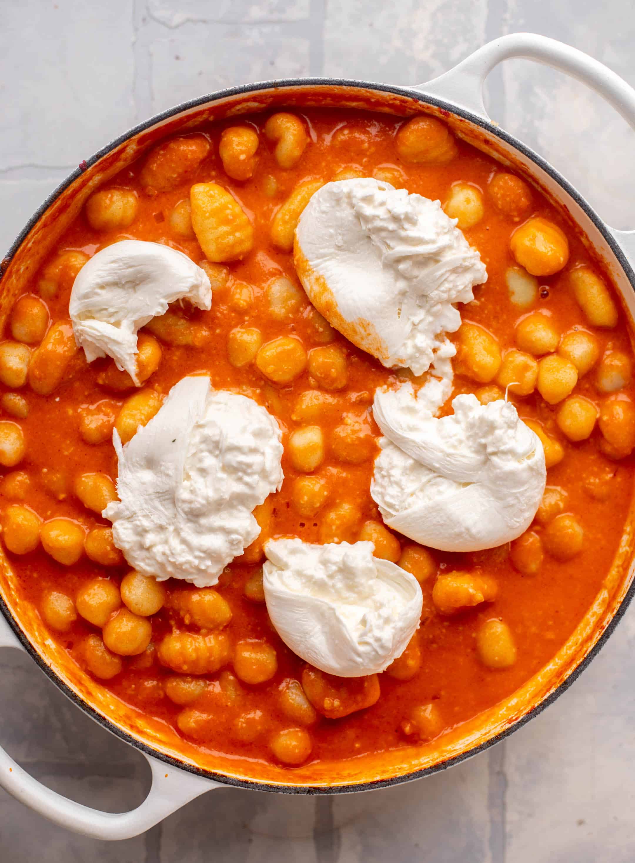 baked vodka sauce gnocchi with burrata