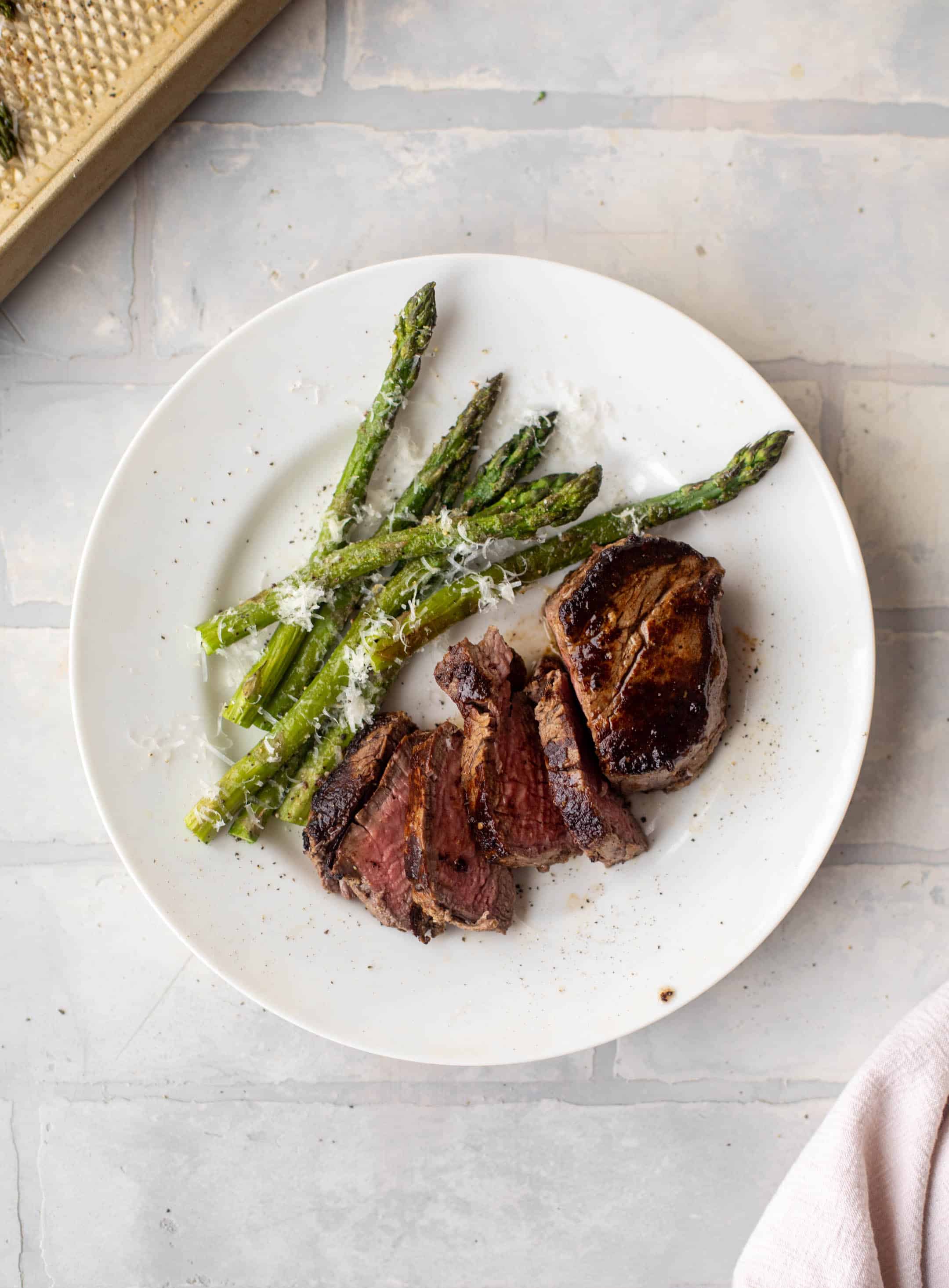 dijon crusted filet with asiago asparagus